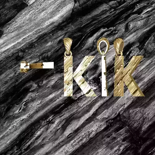 K Letter Alphabet Wooden Texture Pendant 3D Print Model