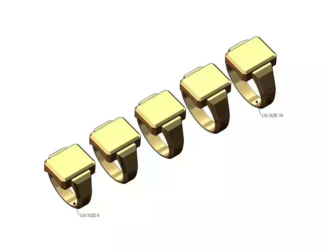 Chamfred blank rectangular signet ring US sizes 6to10