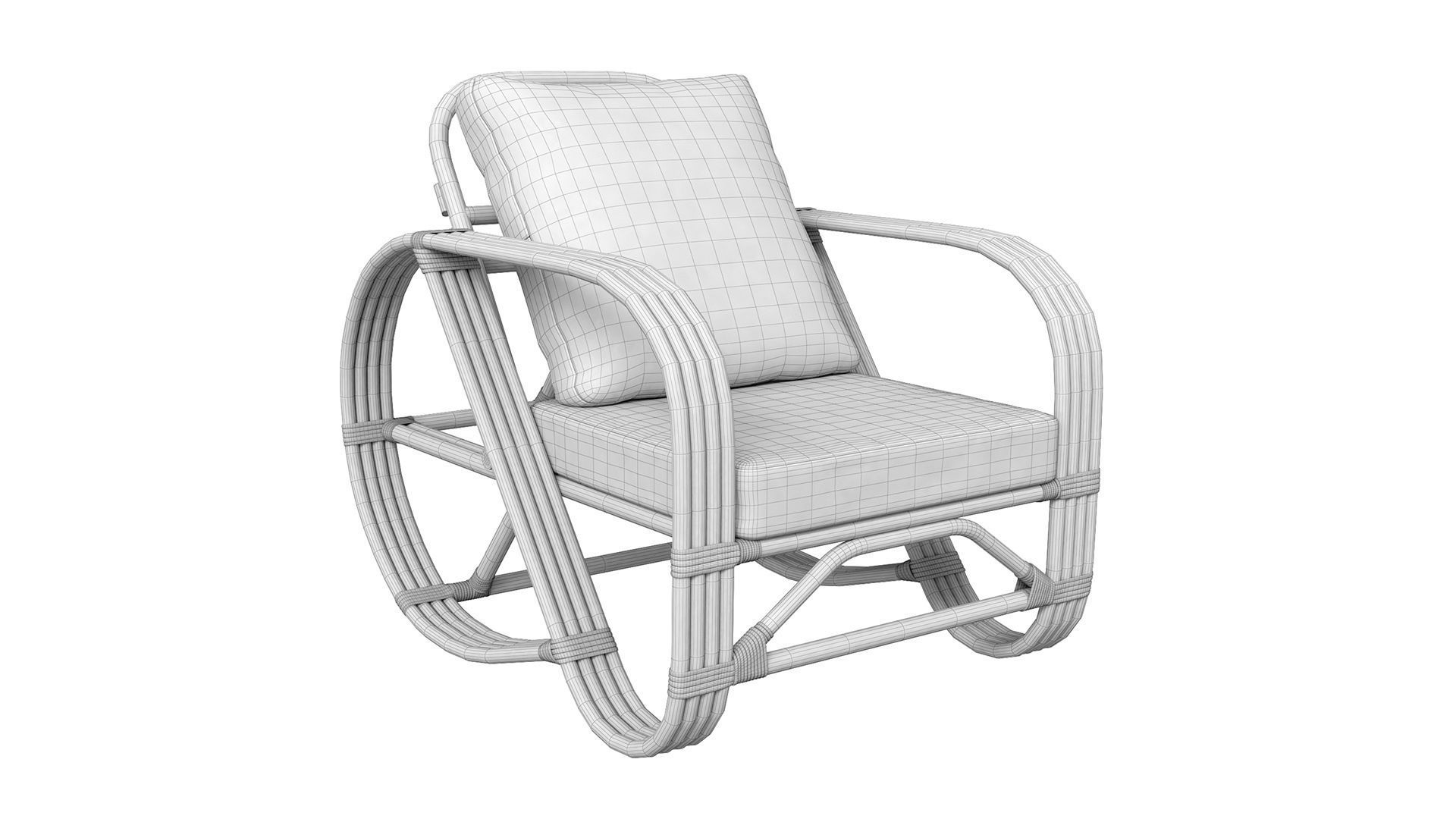 Handmade curved bamboo chair 3D model_9