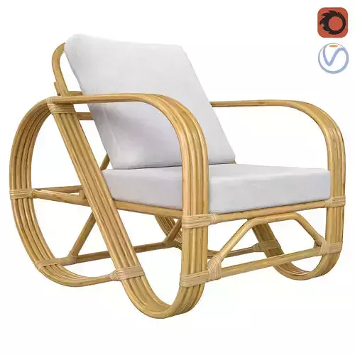 Handmade curved bamboo chair 3D model