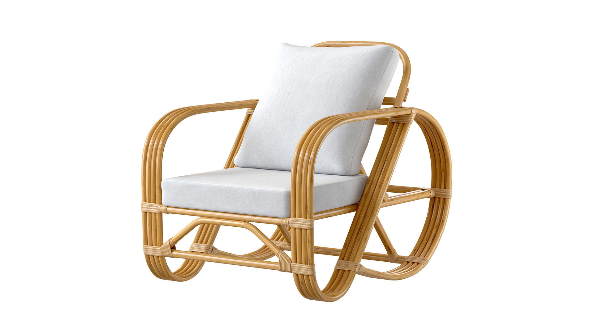 Handmade curved bamboo chair 3D model_1