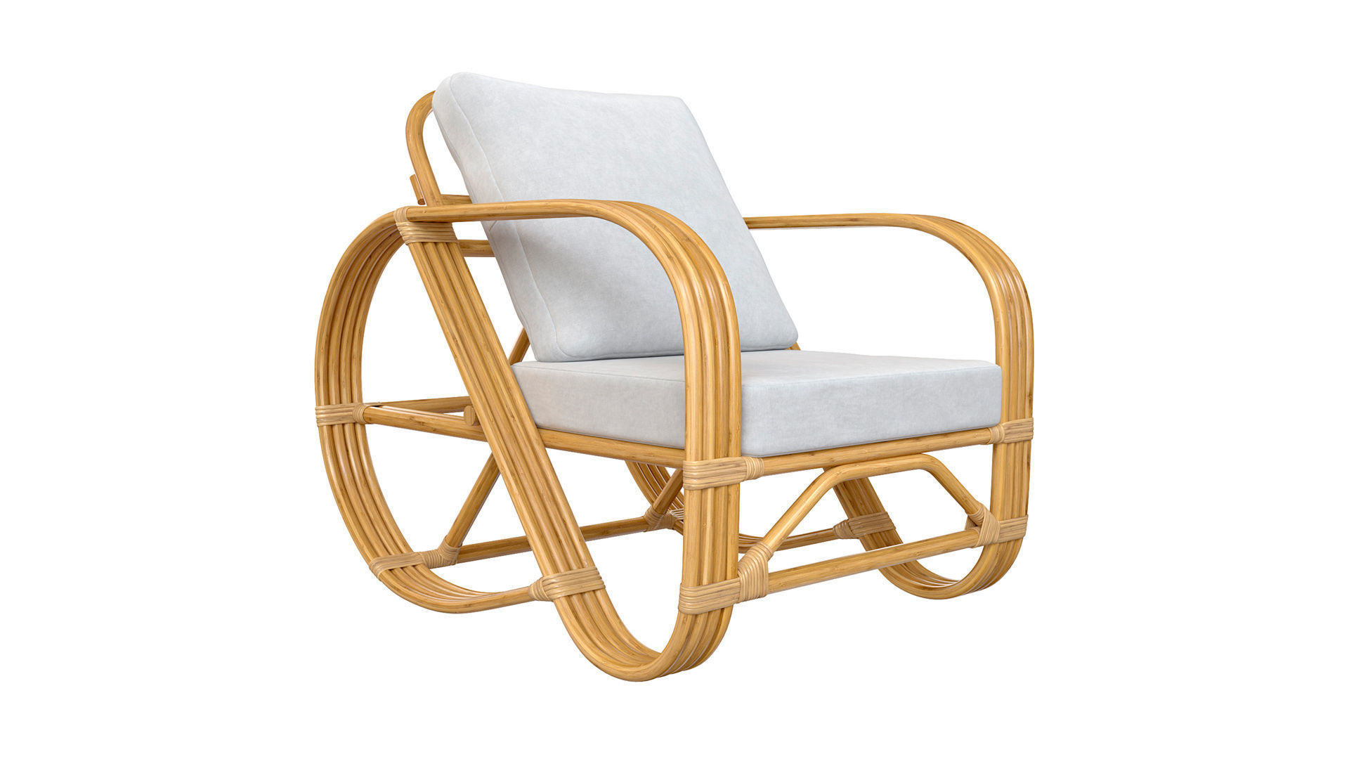 Handmade curved bamboo chair 3D model_5