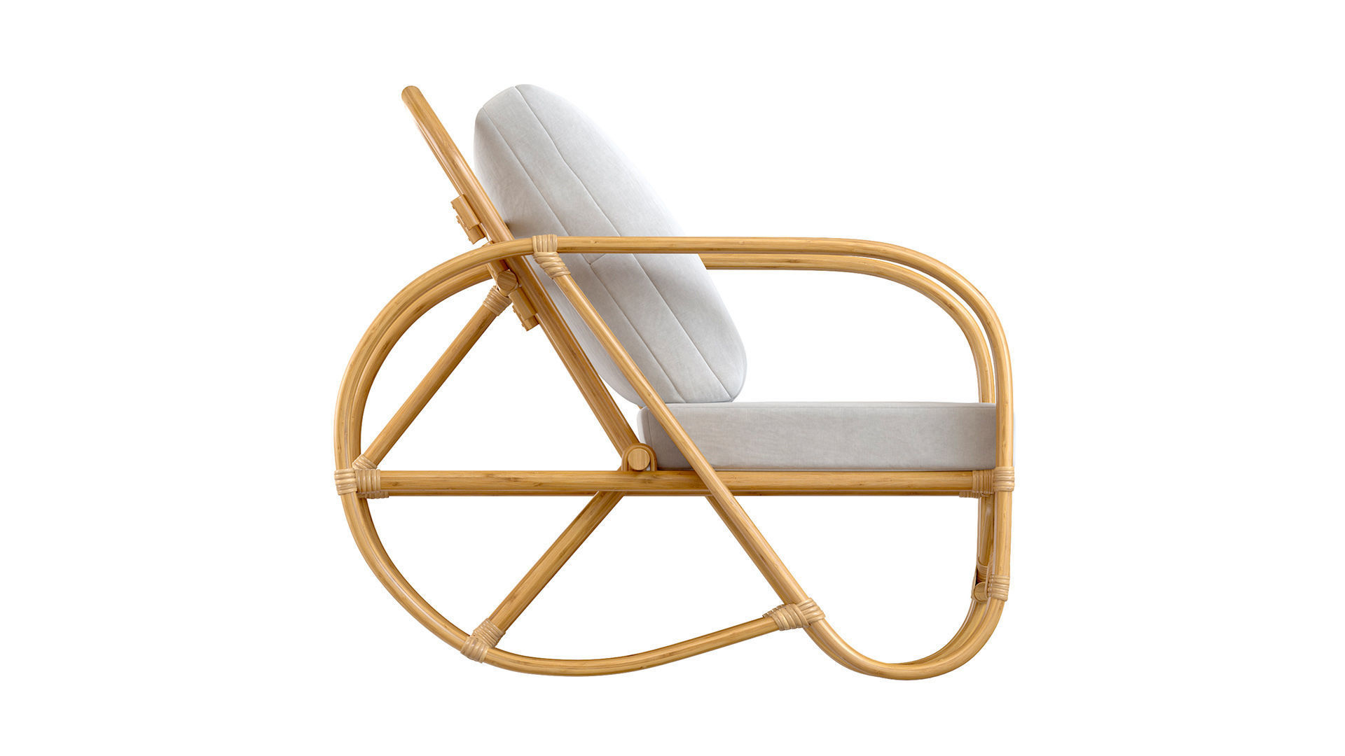 Handmade curved bamboo chair 3D model_2