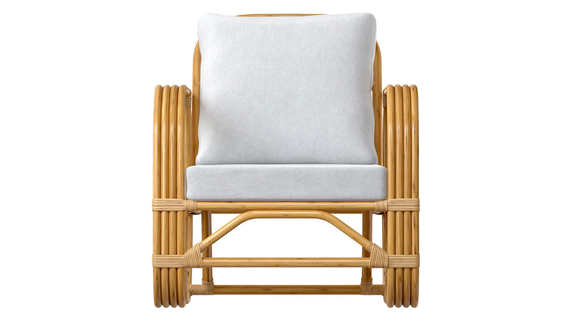 Handmade curved bamboo chair 3D model_8