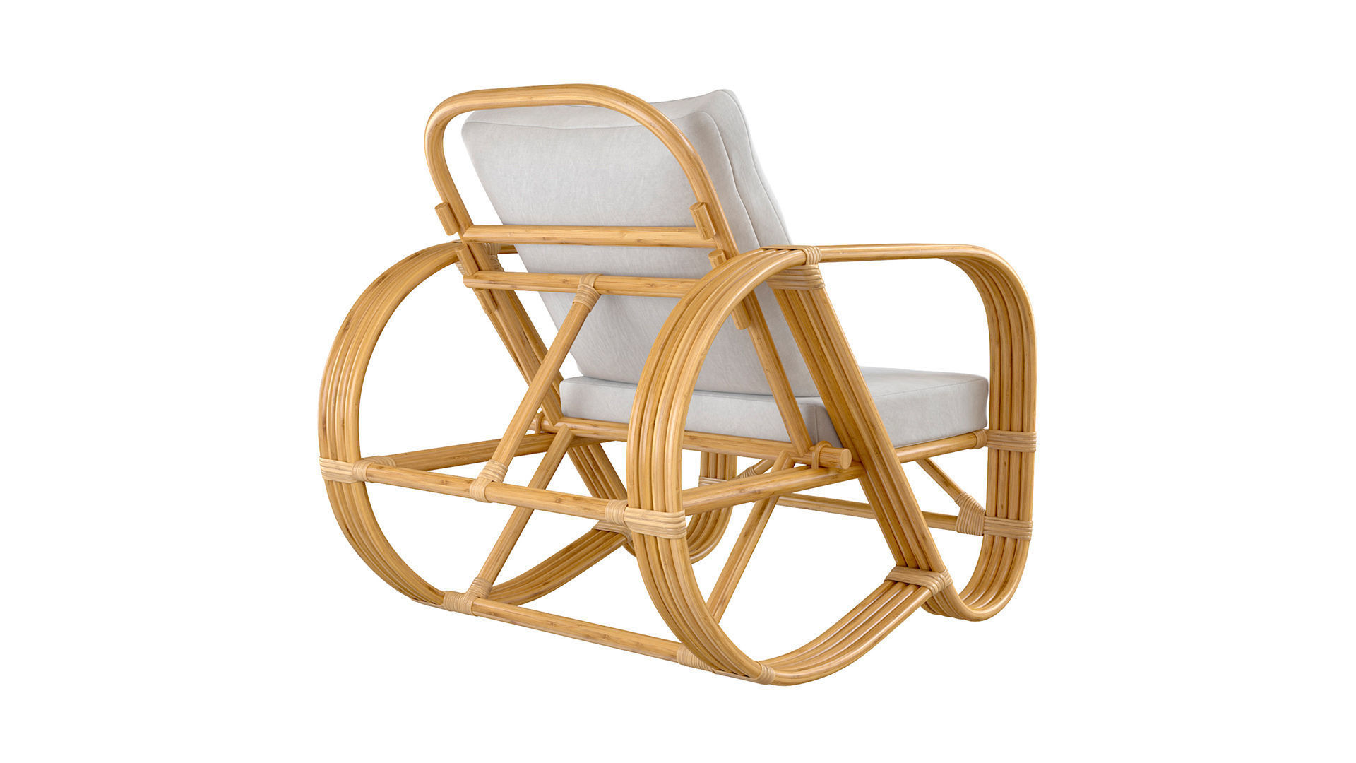 Handmade curved bamboo chair 3D model_3