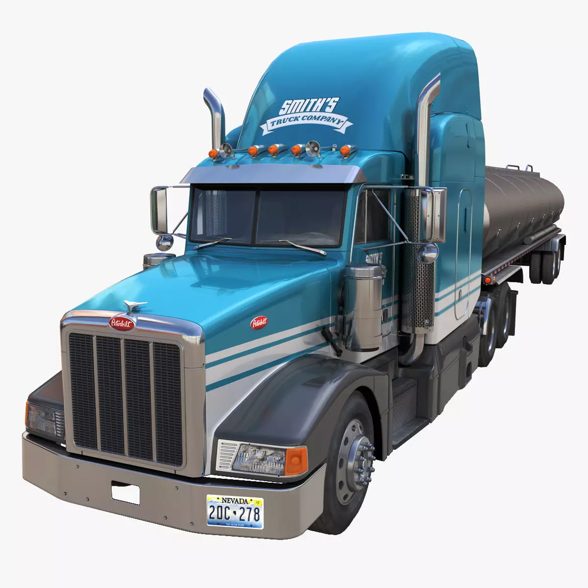 Peterbilt 377 tanker truck Low-poly 3D model