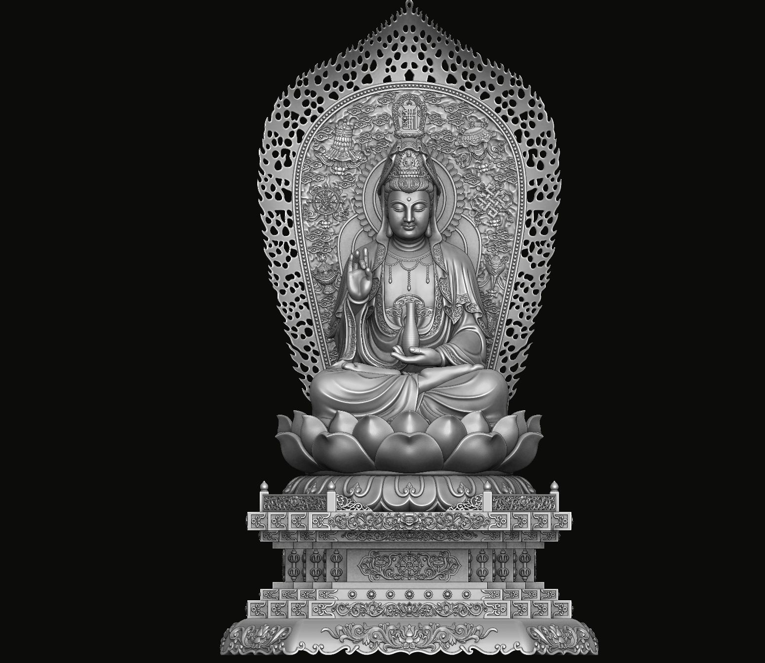 3d model sculpture of three holy buddhas 3D model_5