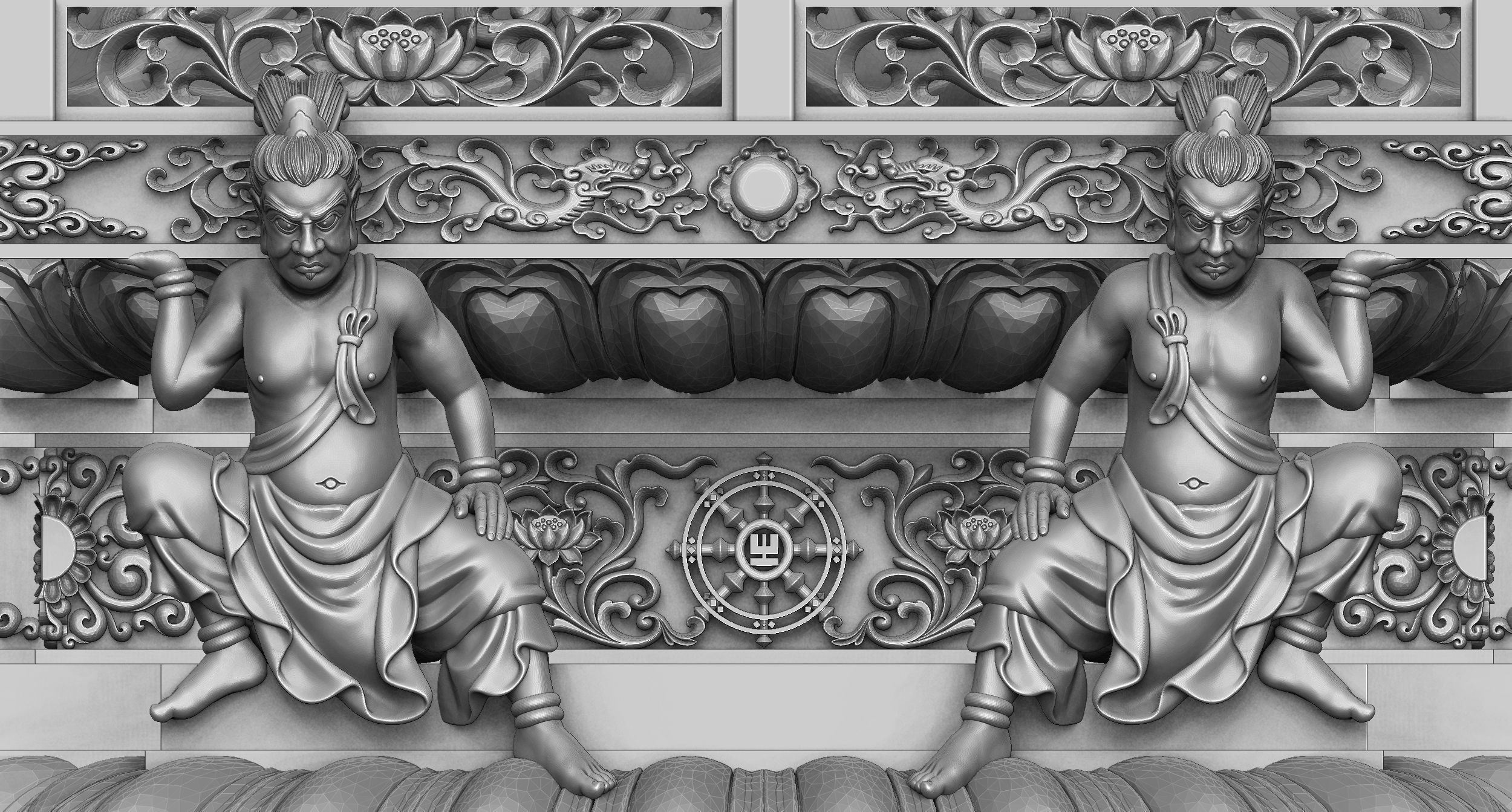 3d model sculpture of three holy buddhas 3D model_7