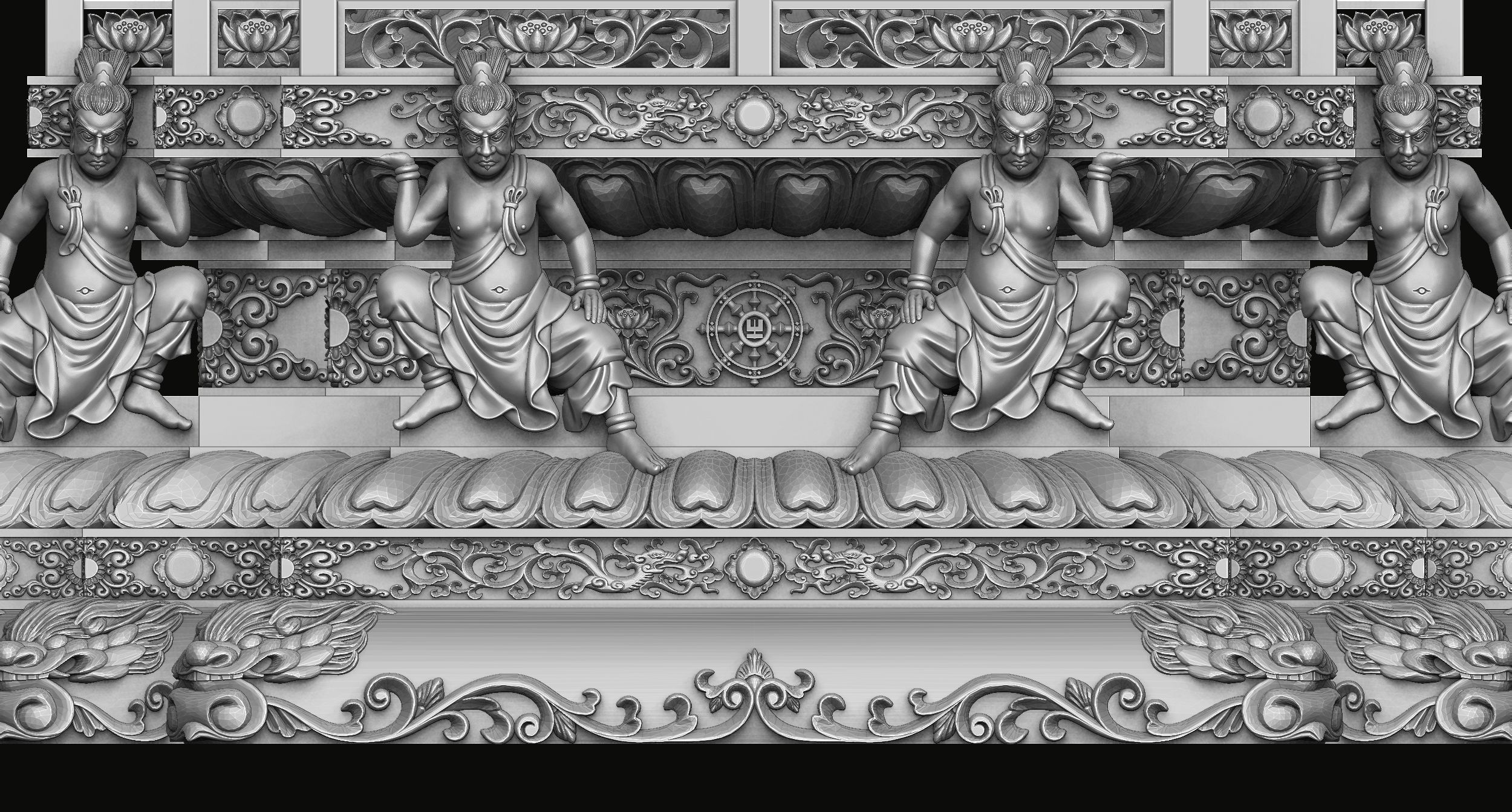 3d model sculpture of three holy buddhas 3D model_13