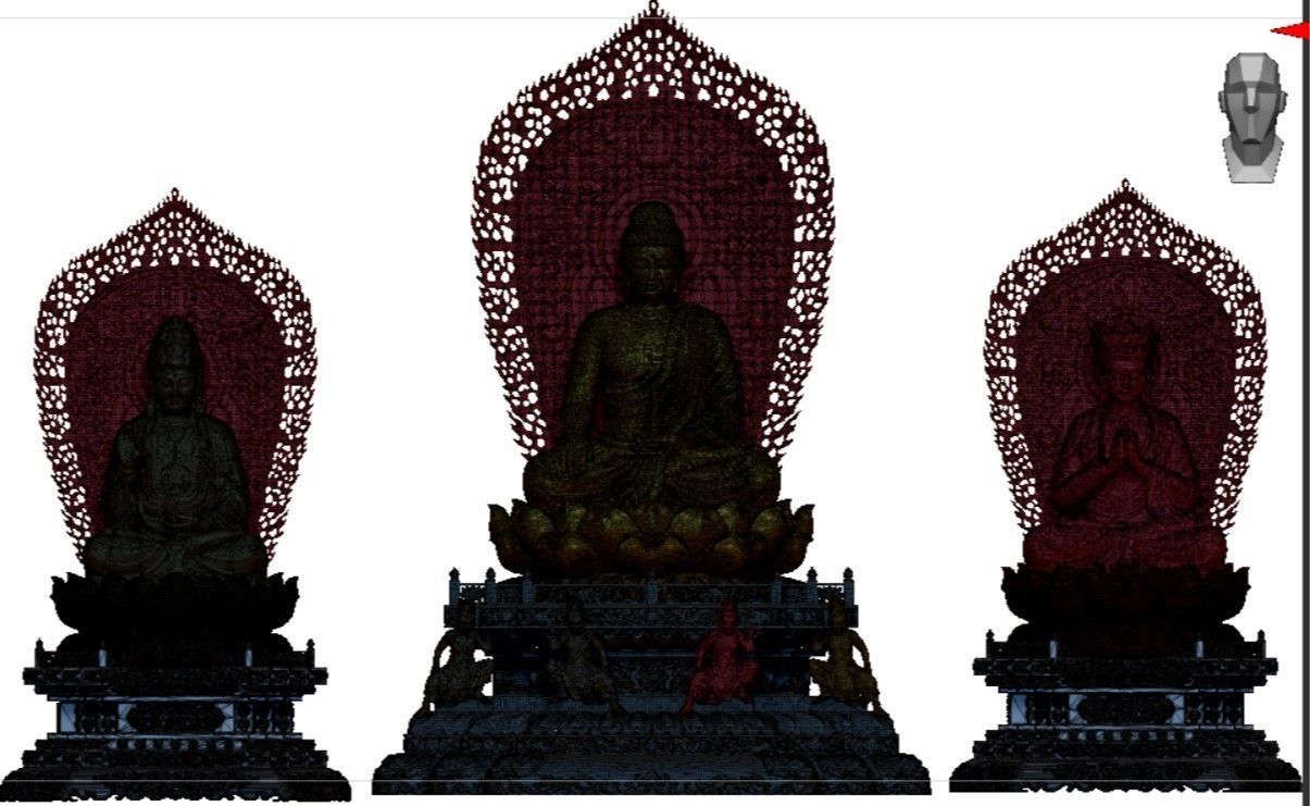 3d model sculpture of three holy buddhas 3D model_15