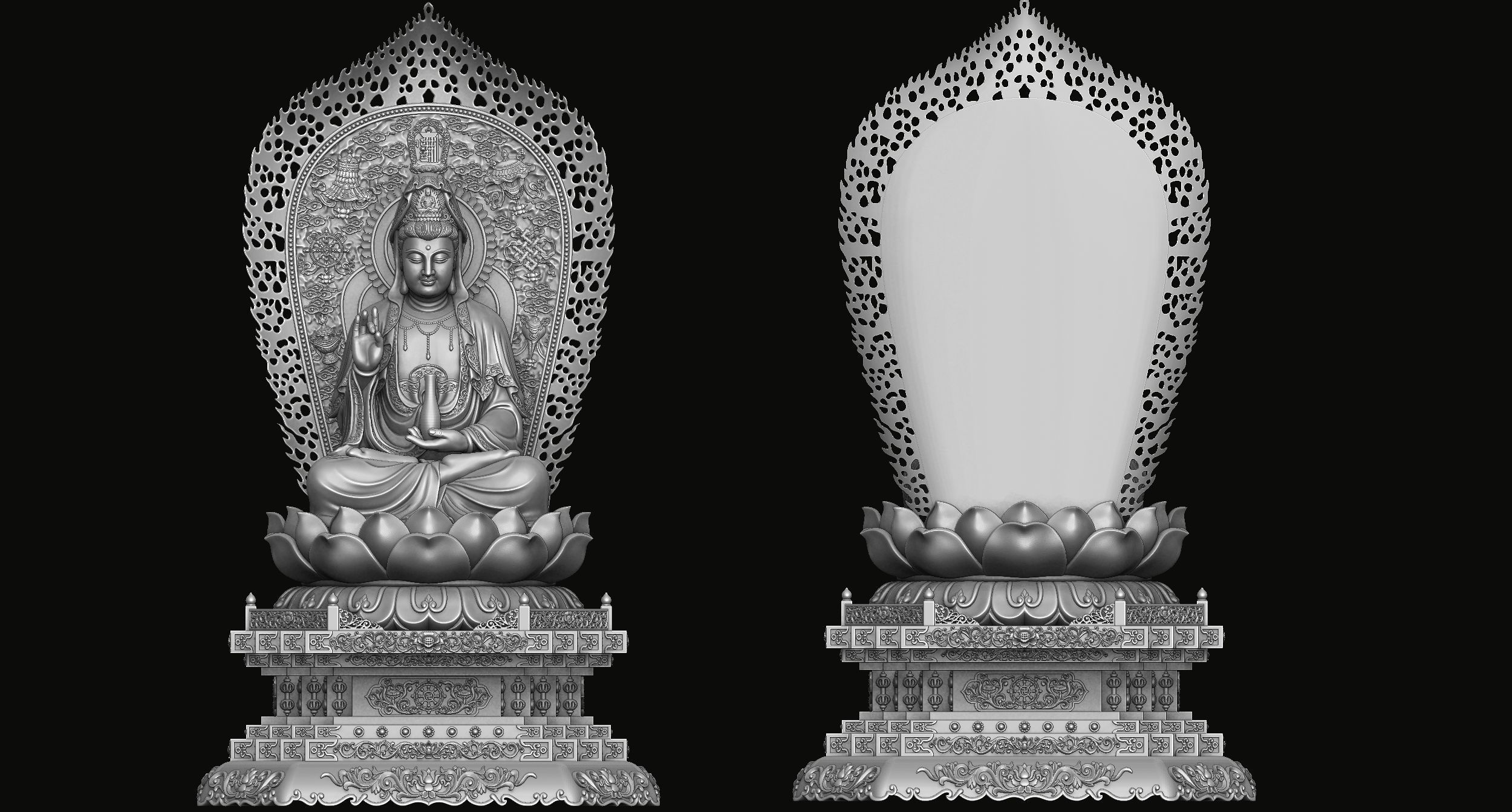 3d model sculpture of three holy buddhas 3D model_11