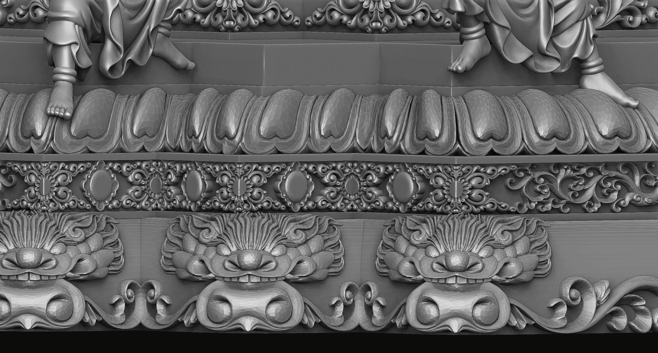 3d model sculpture of three holy buddhas 3D model_14