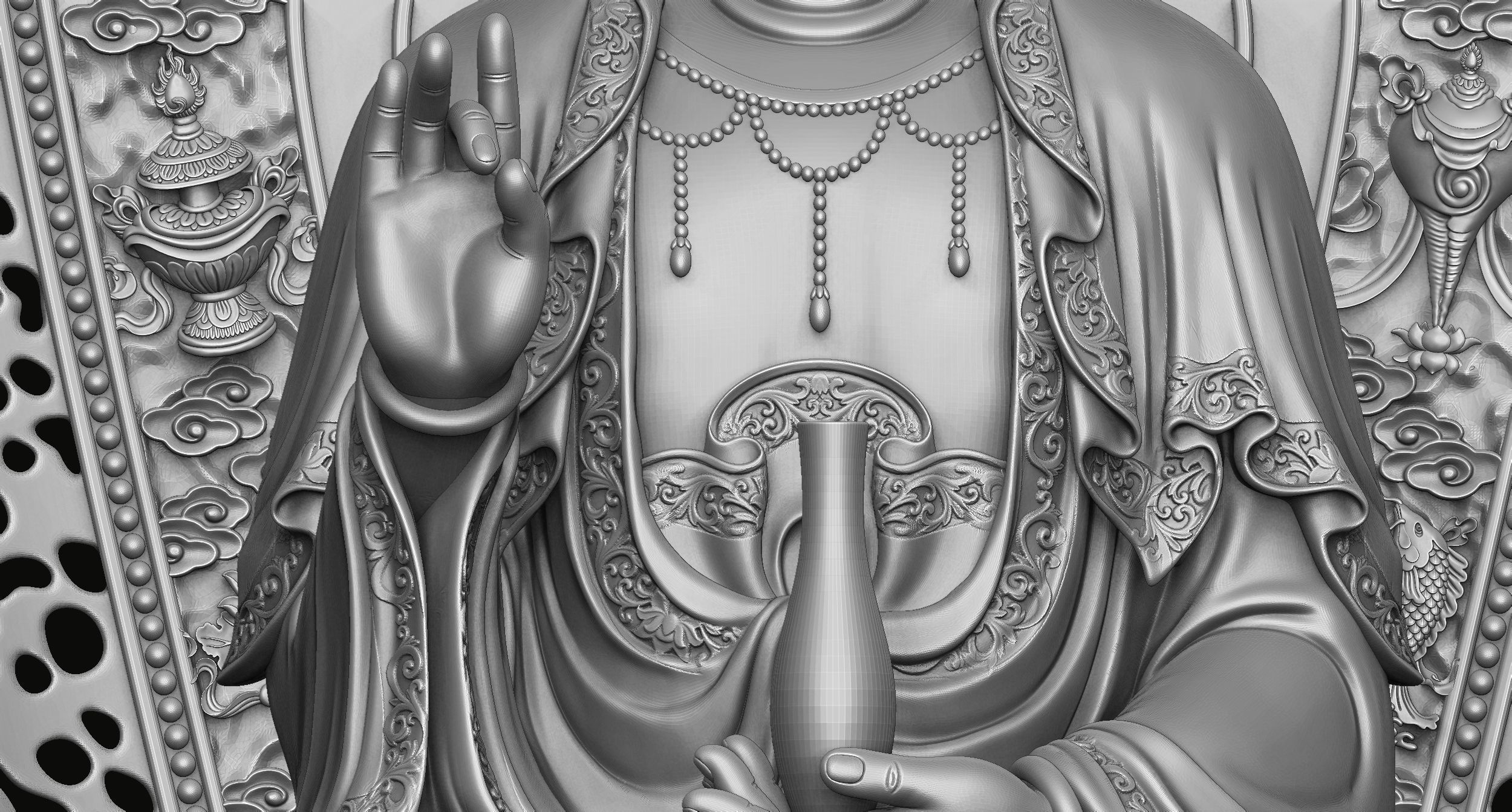 3d model sculpture of three holy buddhas 3D model_4