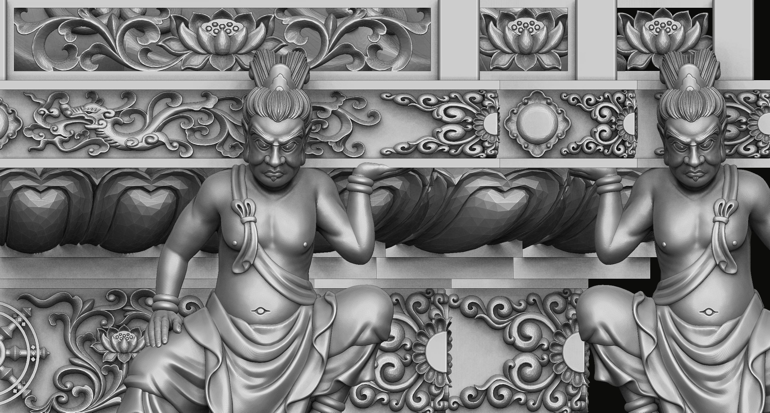 3d model sculpture of three holy buddhas 3D model_10