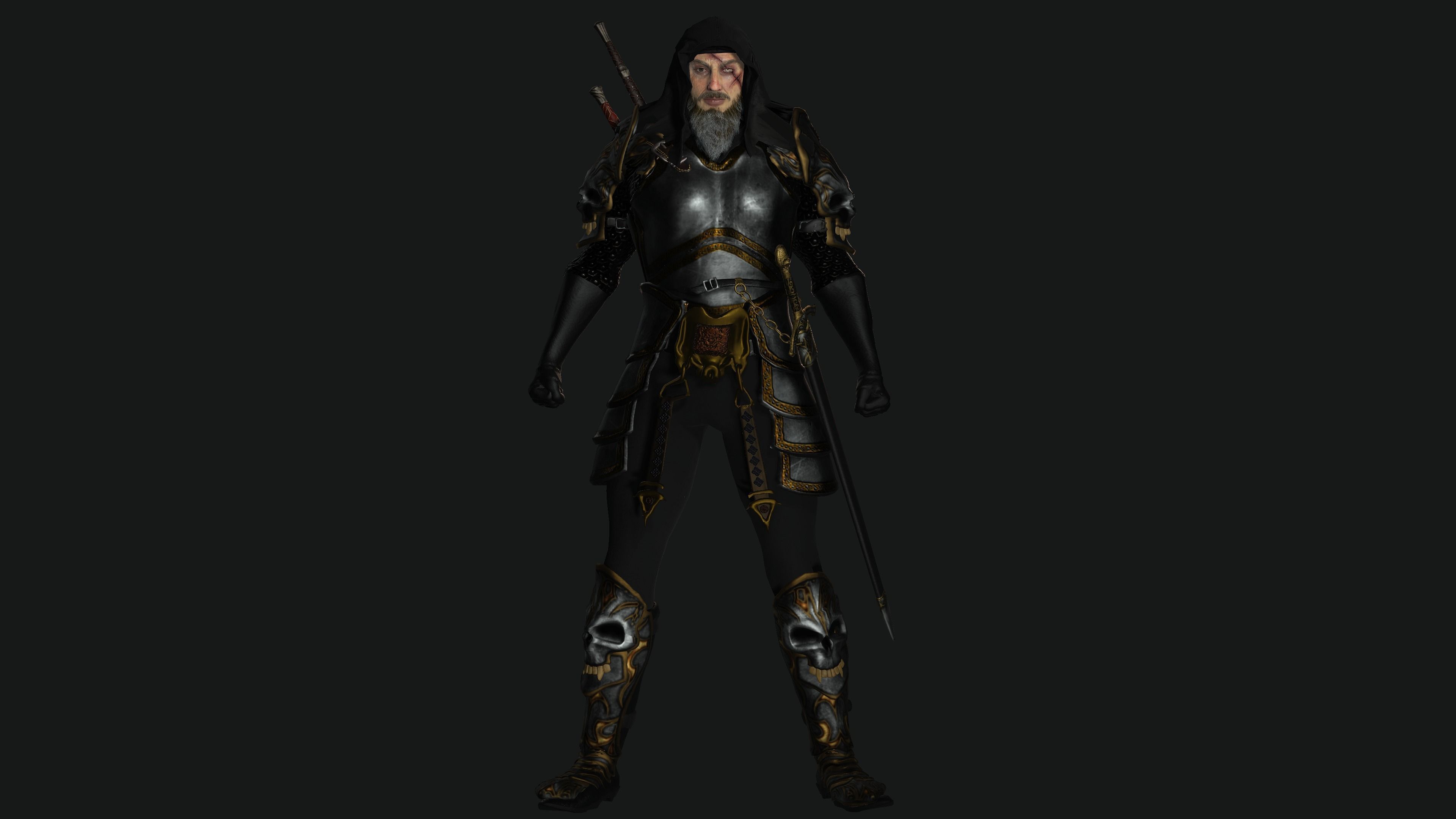 AAA 3D BEARDED MALE KNIGHT 2 -REALISTIC RIG GAME READY CHARACTER Low-poly 3D model_1