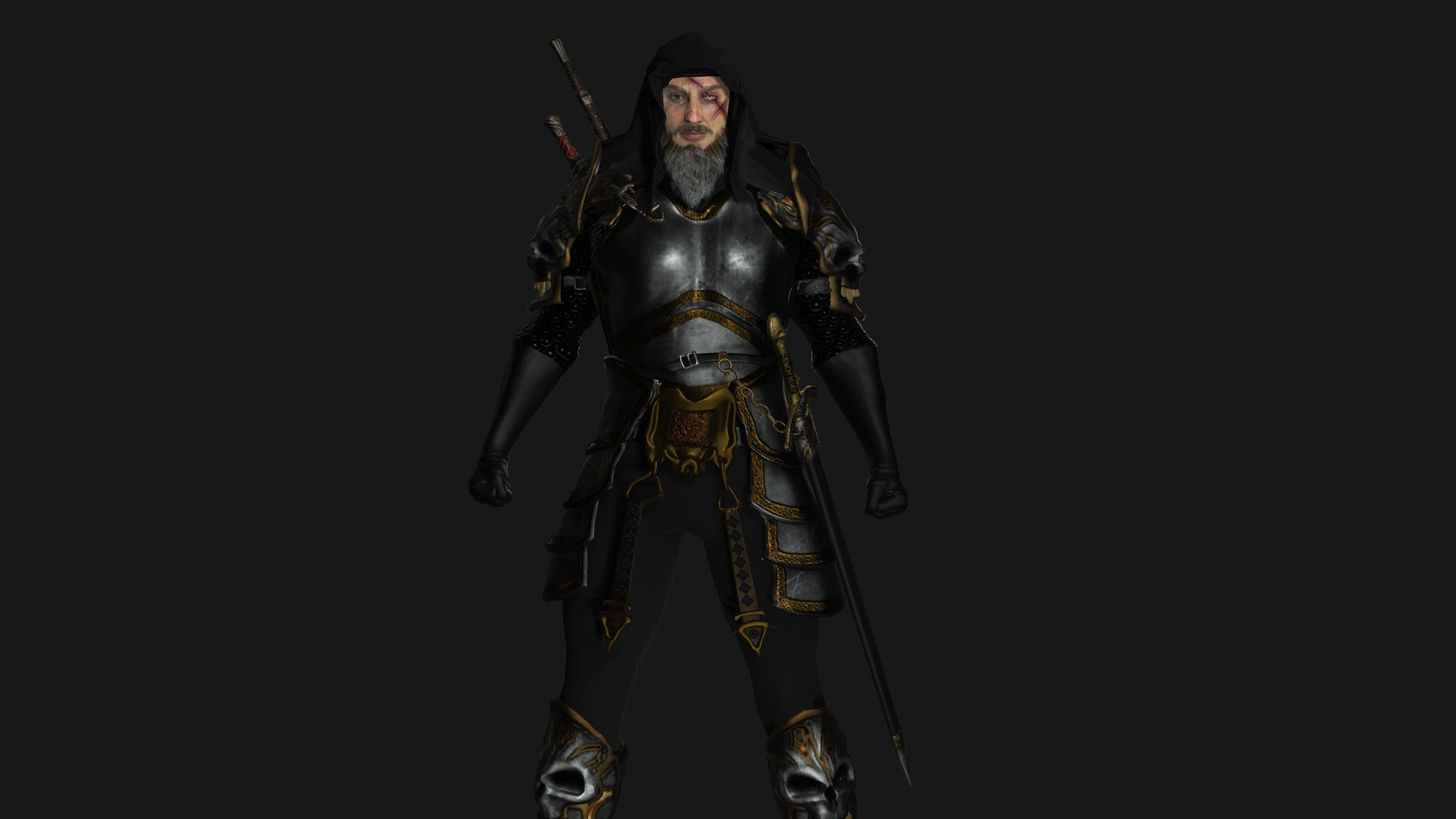 AAA 3D BEARDED MALE KNIGHT 2 -REALISTIC RIG GAME READY CHARACTER Low-poly 3D model_2