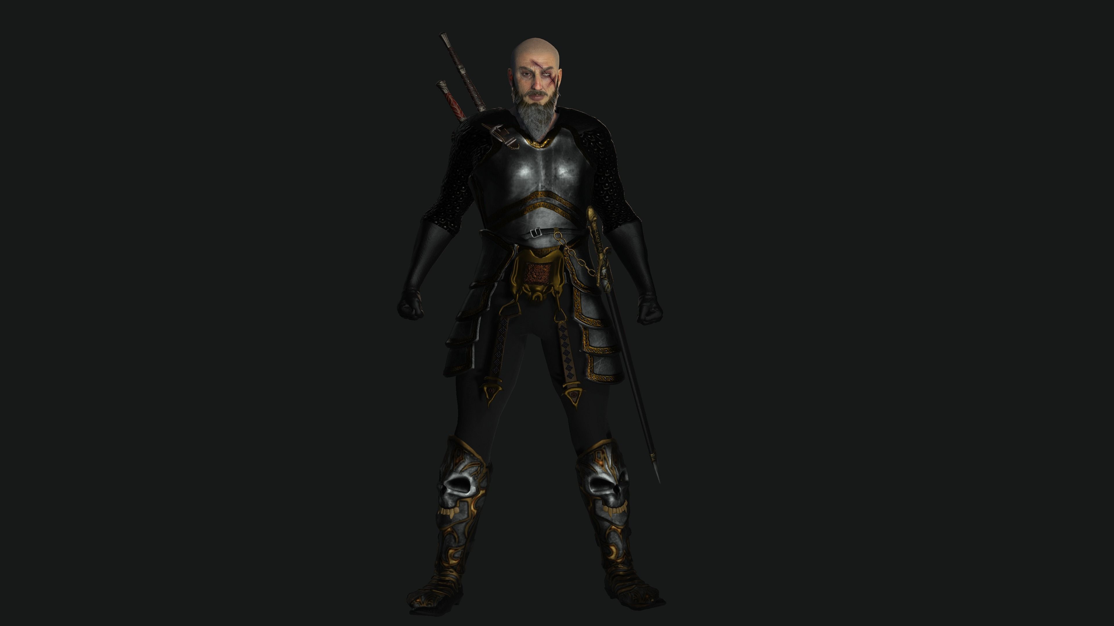 AAA 3D BEARDED MALE KNIGHT 2 -REALISTIC RIG GAME READY CHARACTER Low-poly 3D model_8