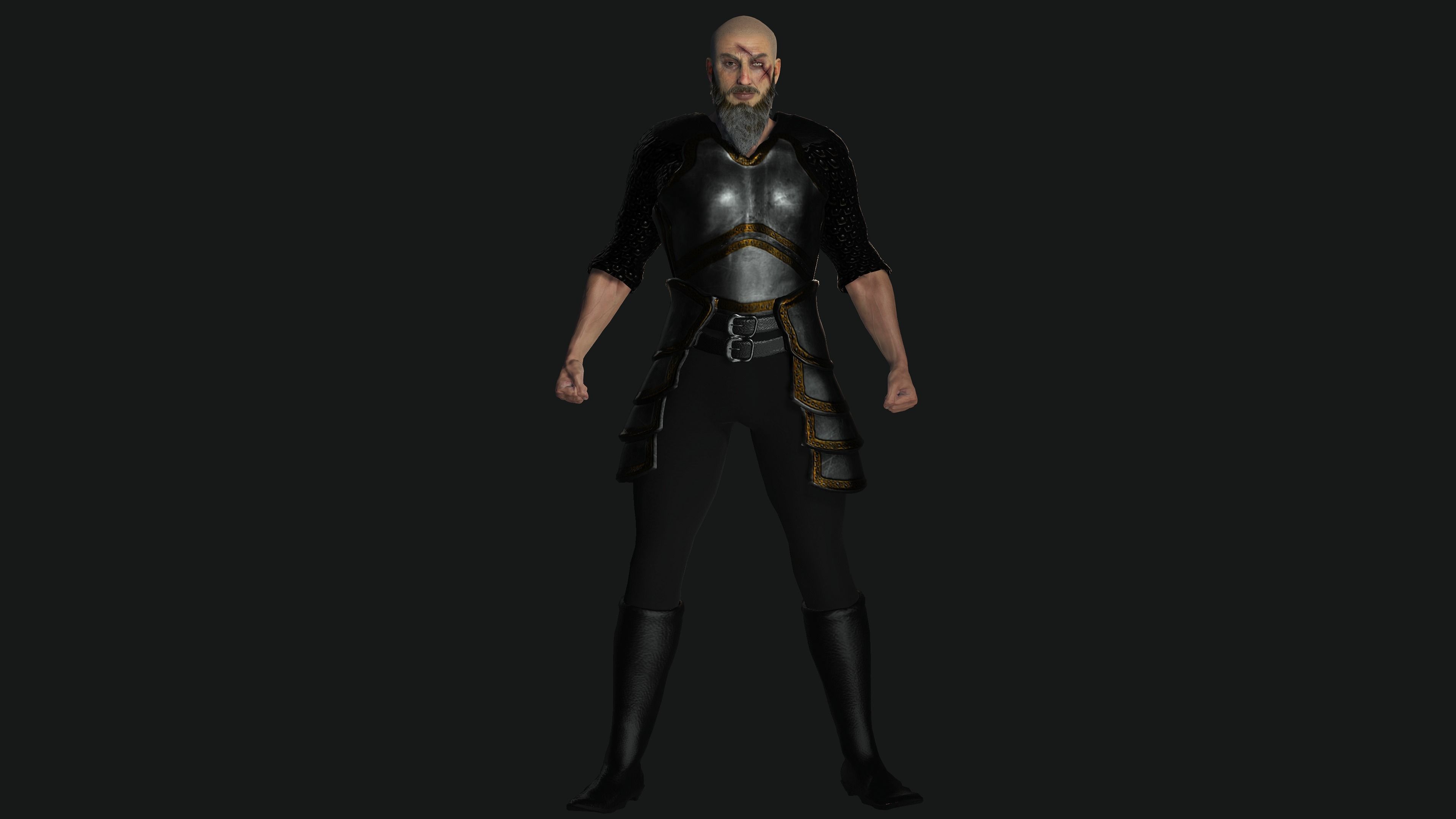 AAA 3D BEARDED MALE KNIGHT 2 -REALISTIC RIG GAME READY CHARACTER Low-poly 3D model_17