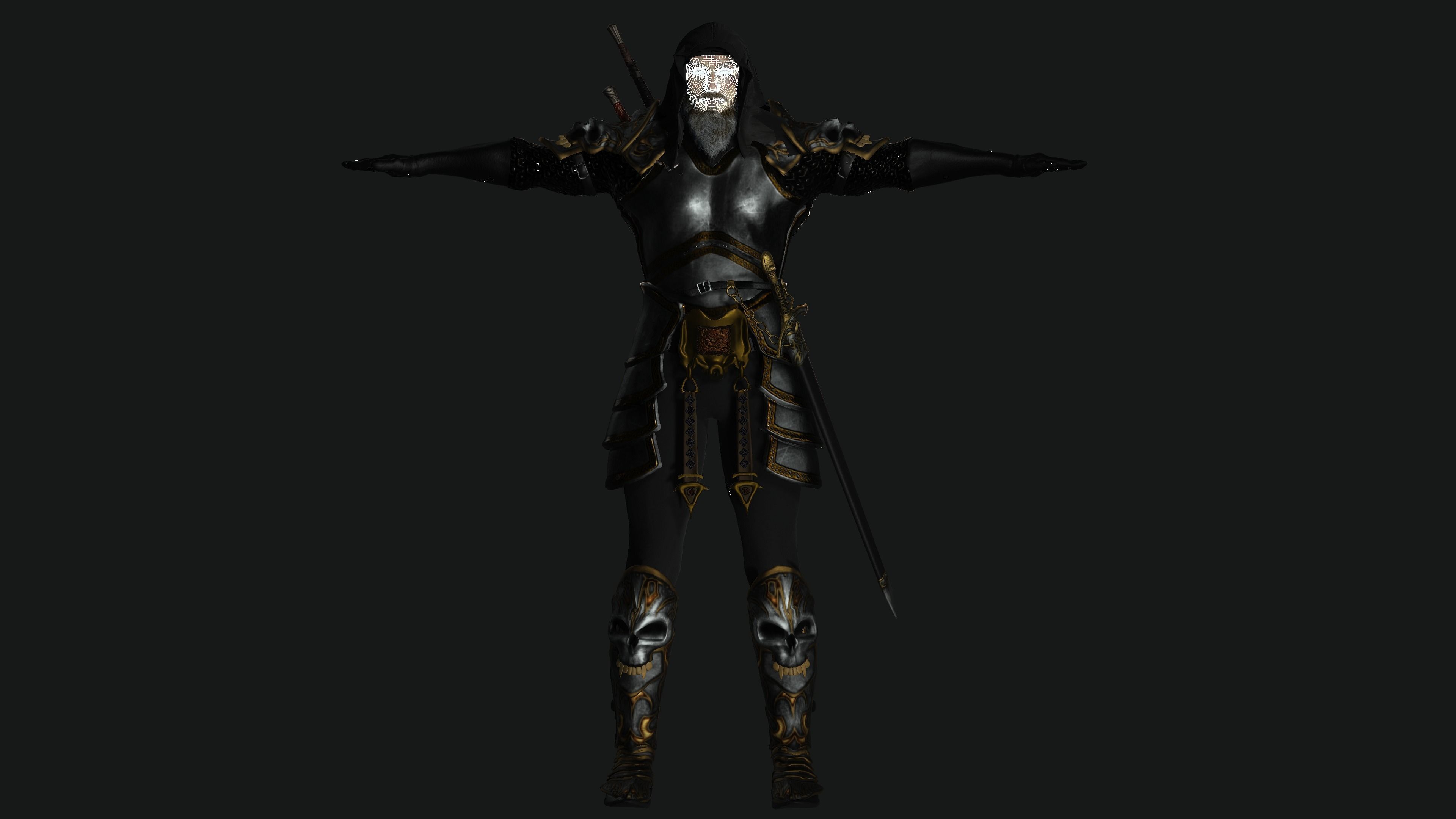 AAA 3D BEARDED MALE KNIGHT 2 -REALISTIC RIG GAME READY CHARACTER Low-poly 3D model_21