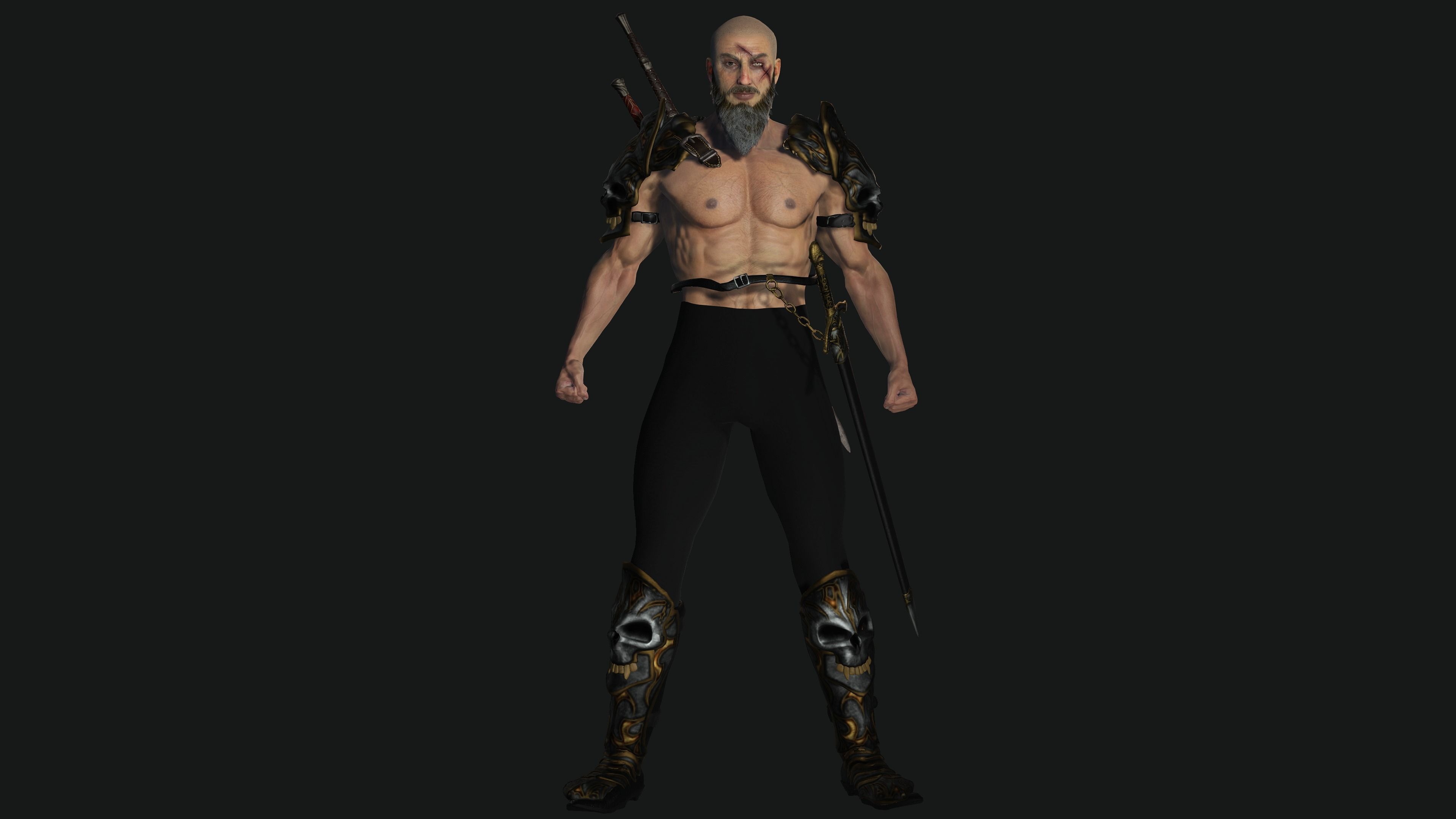 AAA 3D BEARDED MALE KNIGHT 2 -REALISTIC RIG GAME READY CHARACTER Low-poly 3D model_12