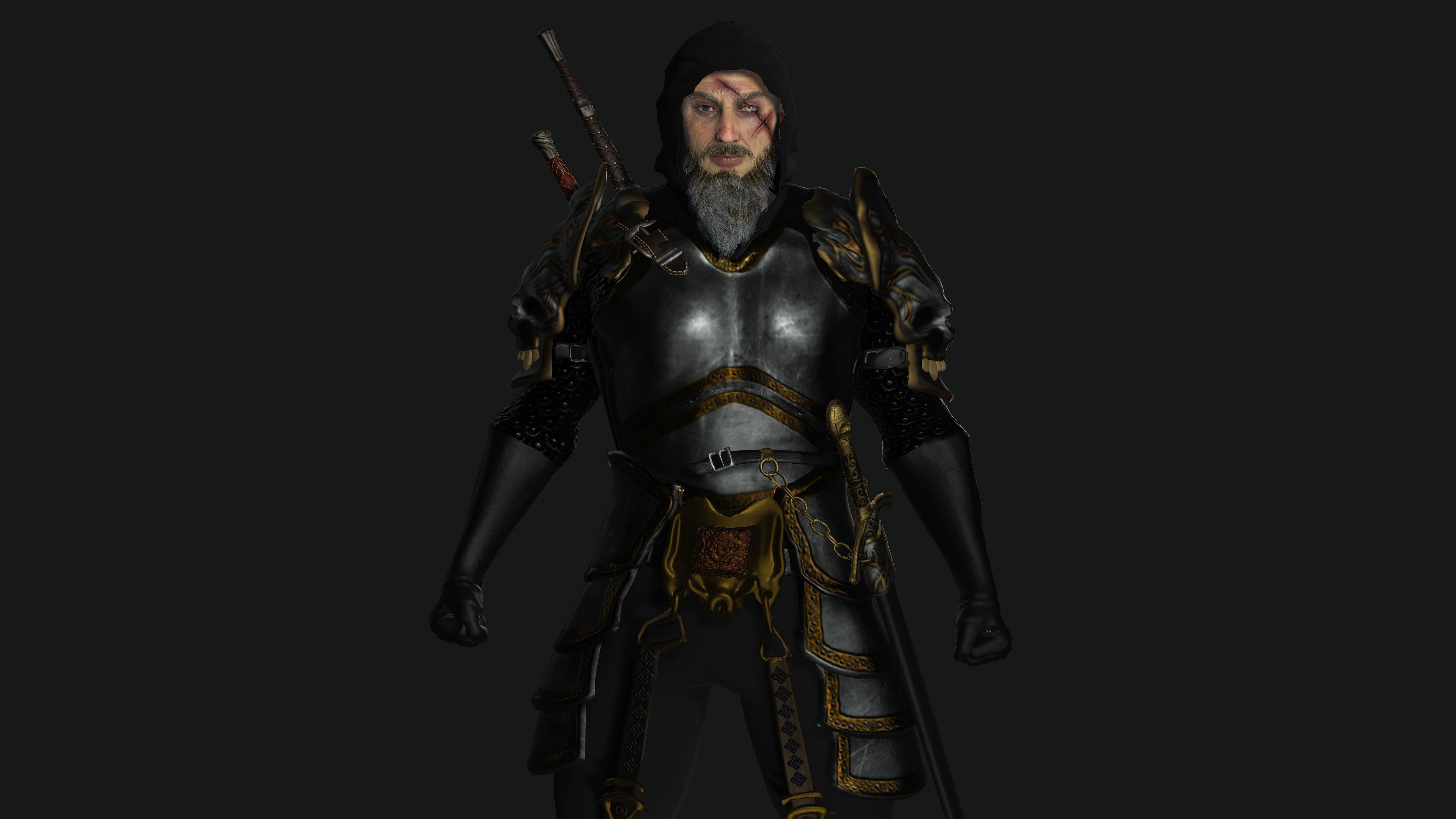 AAA 3D BEARDED MALE KNIGHT 2 -REALISTIC RIG GAME READY CHARACTER Low-poly 3D model_5