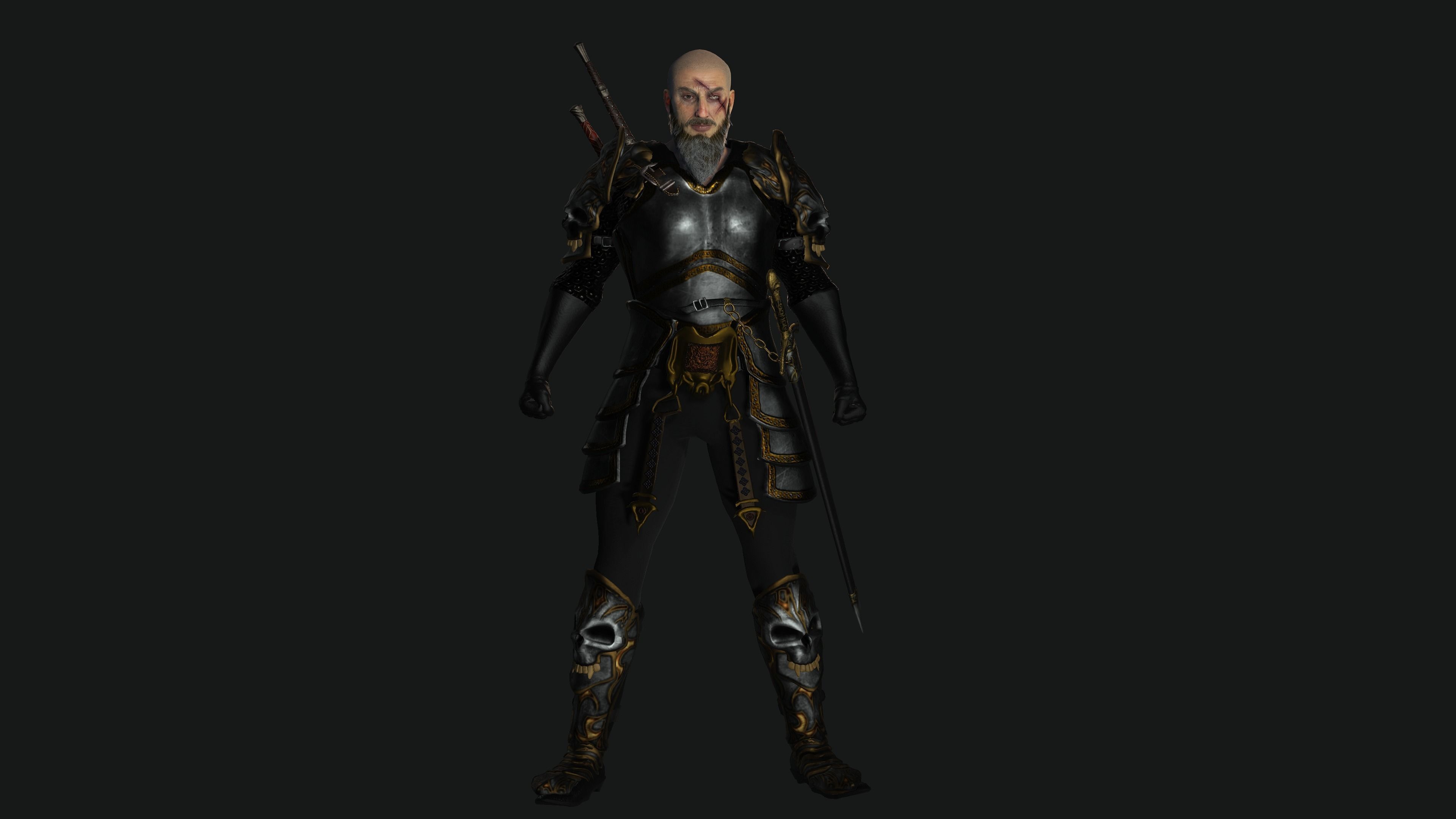 AAA 3D BEARDED MALE KNIGHT 2 -REALISTIC RIG GAME READY CHARACTER Low-poly 3D model_7