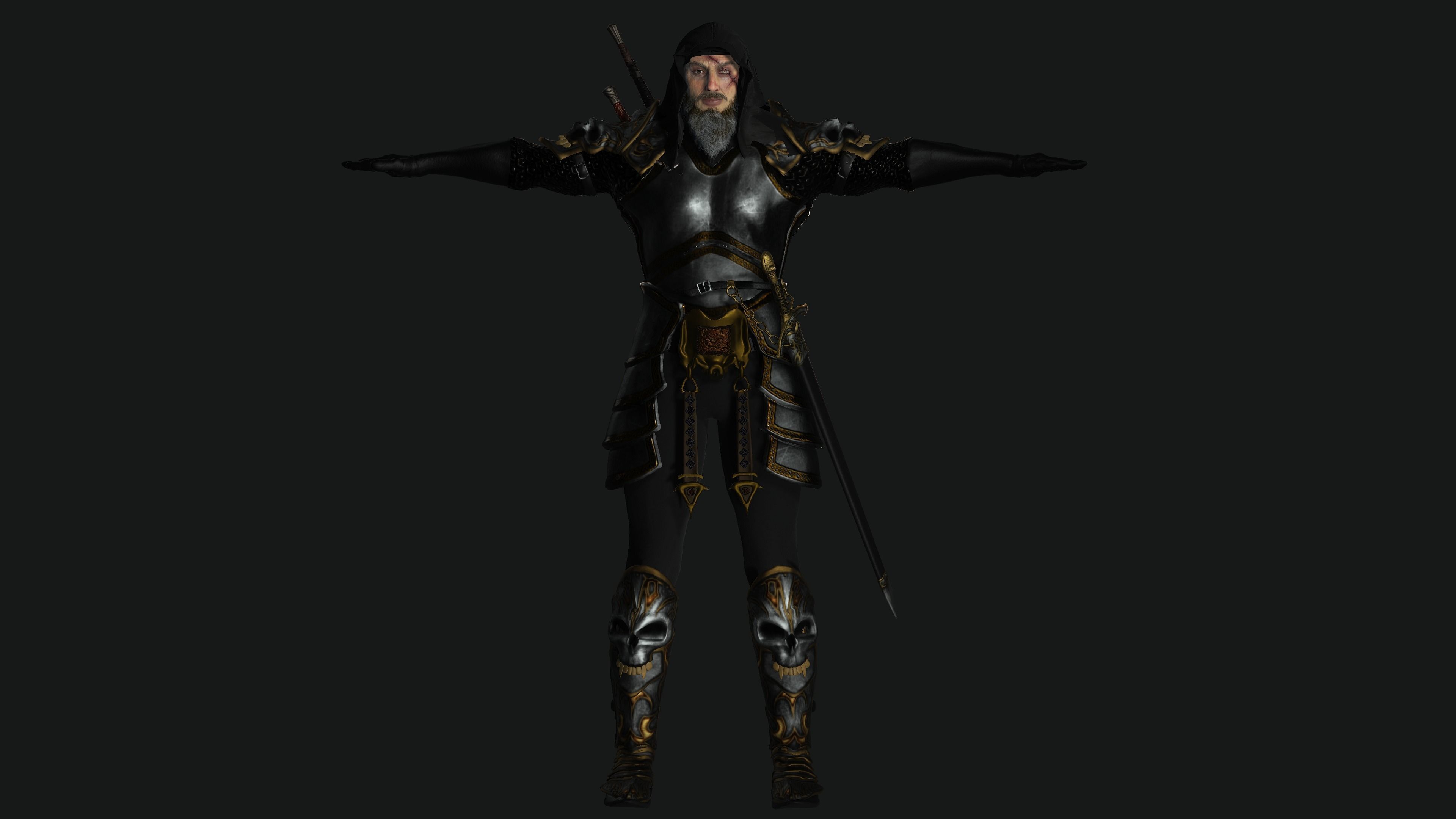 AAA 3D BEARDED MALE KNIGHT 2 -REALISTIC RIG GAME READY CHARACTER Low-poly 3D model_19