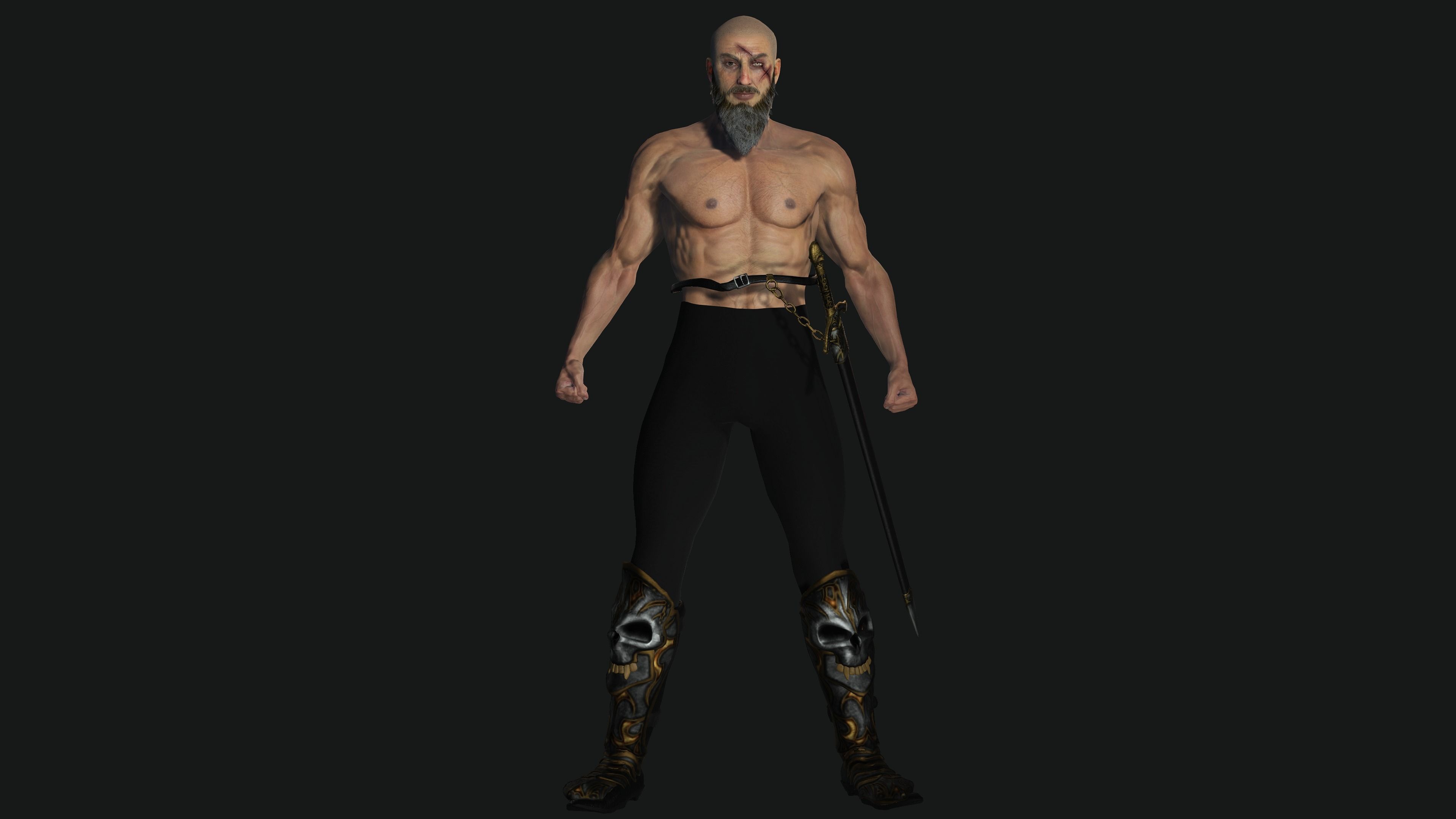 AAA 3D BEARDED MALE KNIGHT 2 -REALISTIC RIG GAME READY CHARACTER Low-poly 3D model_14