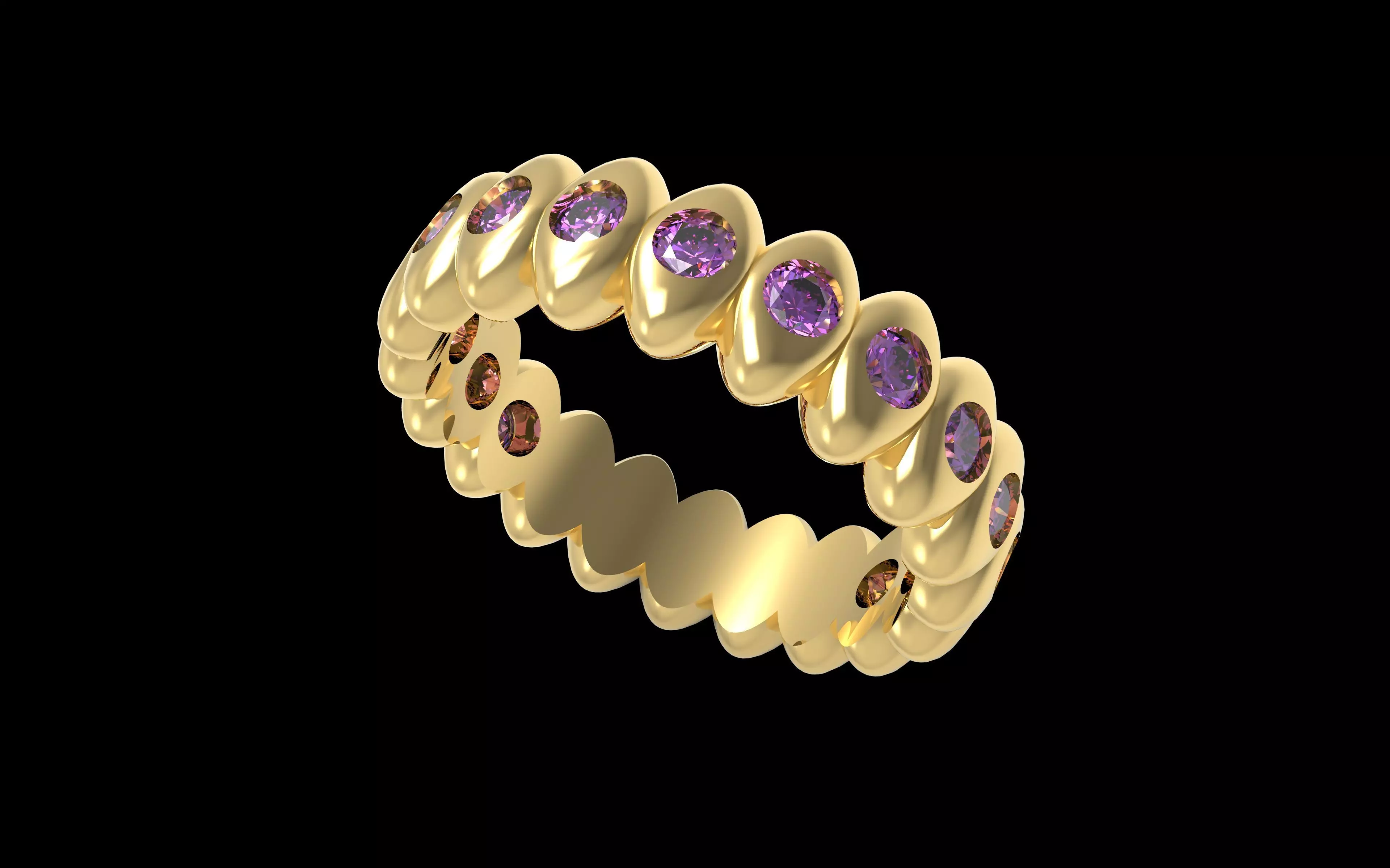  Rainbow Multicoloured Gemstone Eternity Ring 16 3 mm 3D print model_2