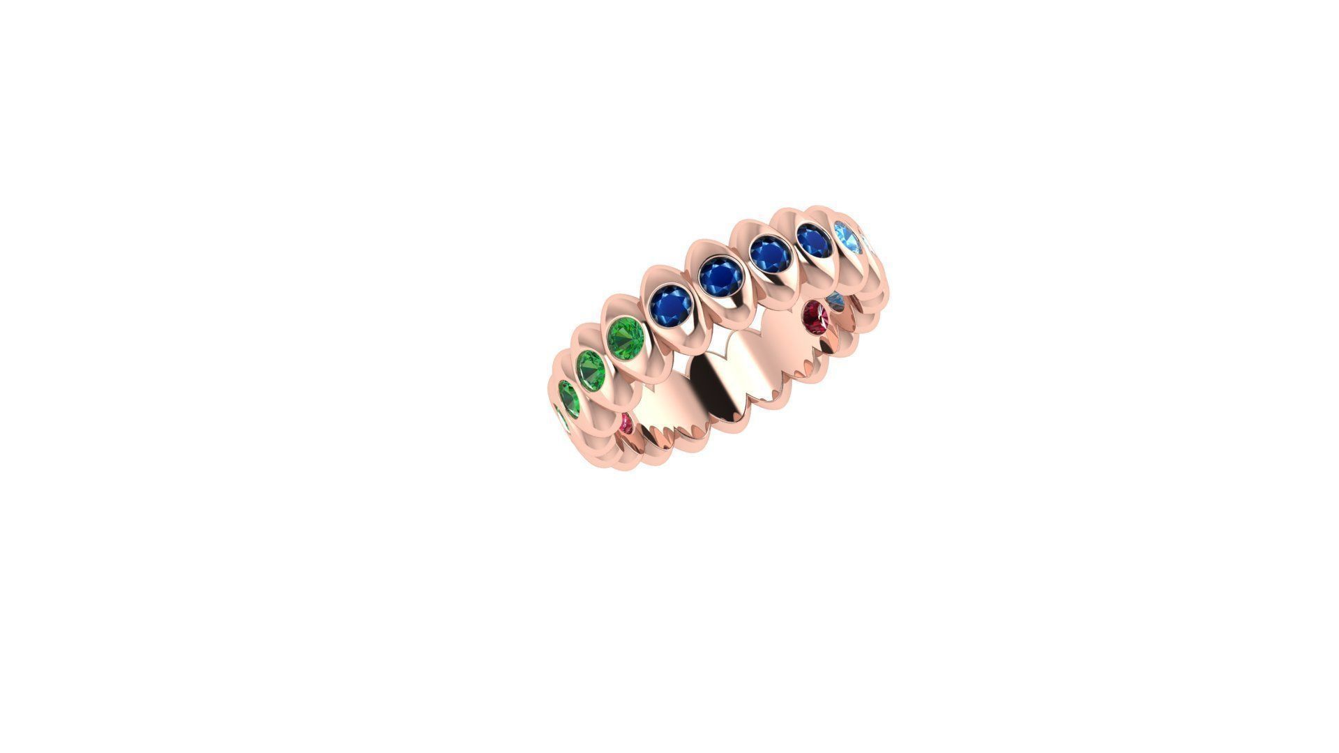  Rainbow Multicoloured Gemstone Eternity Ring 16 3 mm 3D print model_10