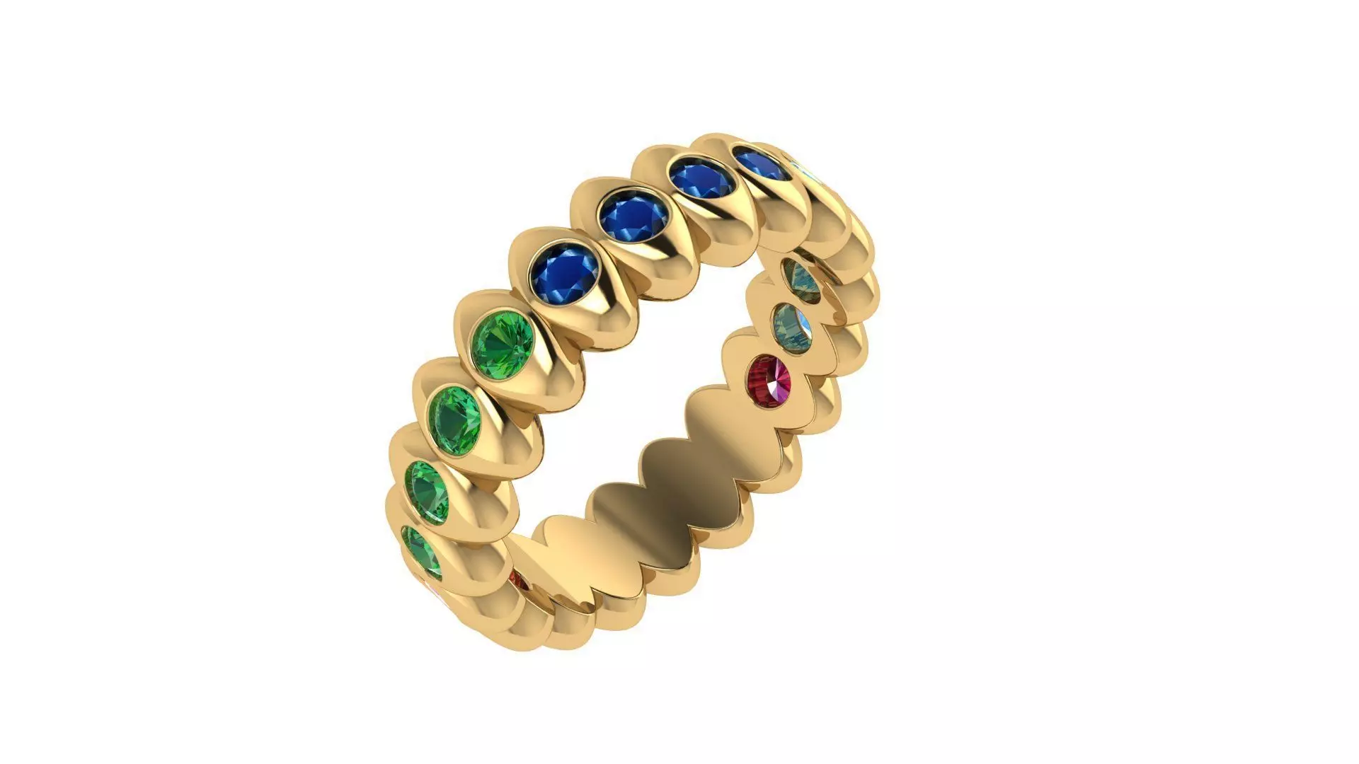  Rainbow Multicoloured Gemstone Eternity Ring 16 3 mm 3D print model_9