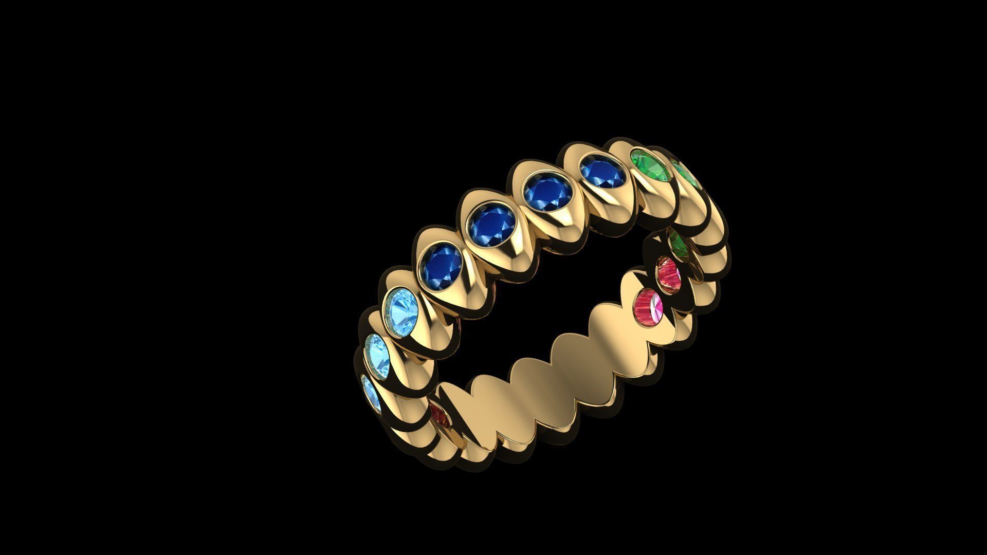  Rainbow Multicoloured Gemstone Eternity Ring 16 3 mm 3D print model_11