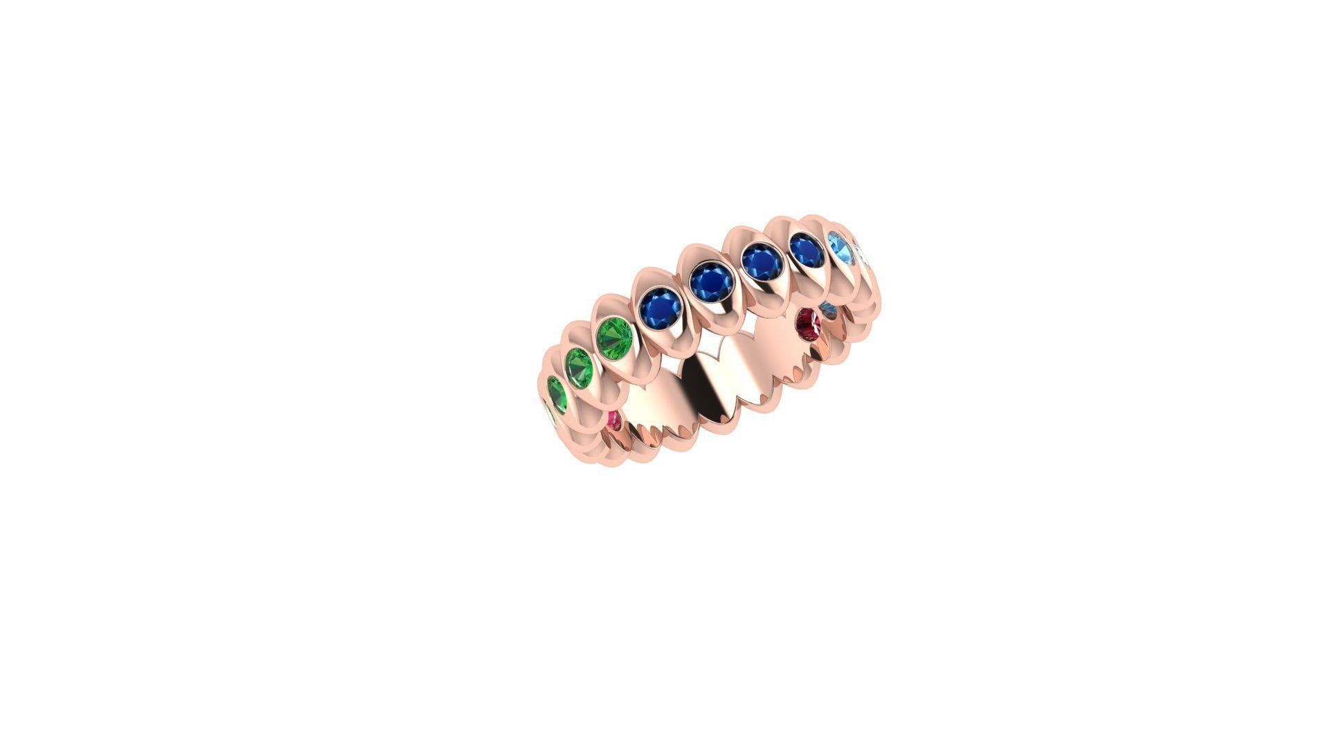 Rainbow Multicoloured Gemstone Eternity Ring 16 5 mm 3D print model_12