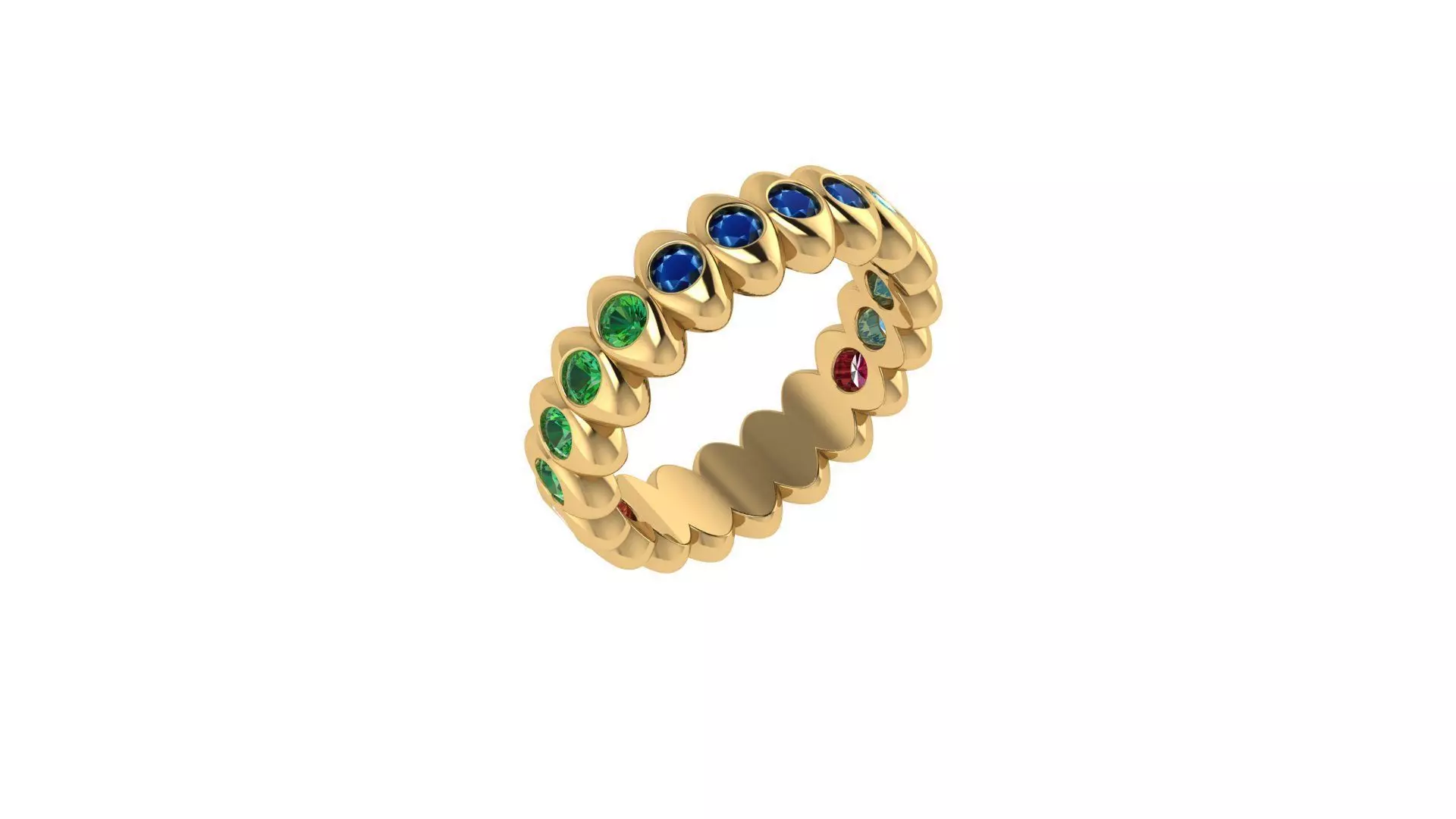Rainbow Multicoloured Gemstone Eternity Ring 16 5 mm 3D print model_15