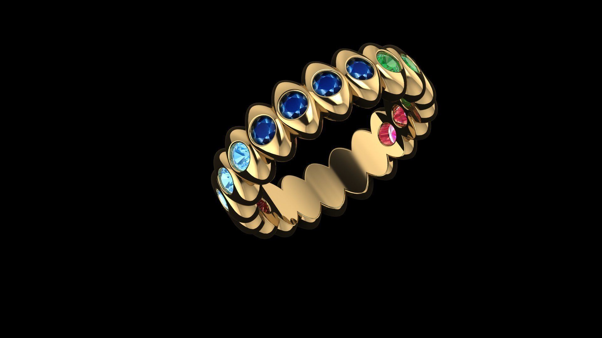 Rainbow Multicoloured Gemstone Eternity Ring 16 5 mm 3D print model_10