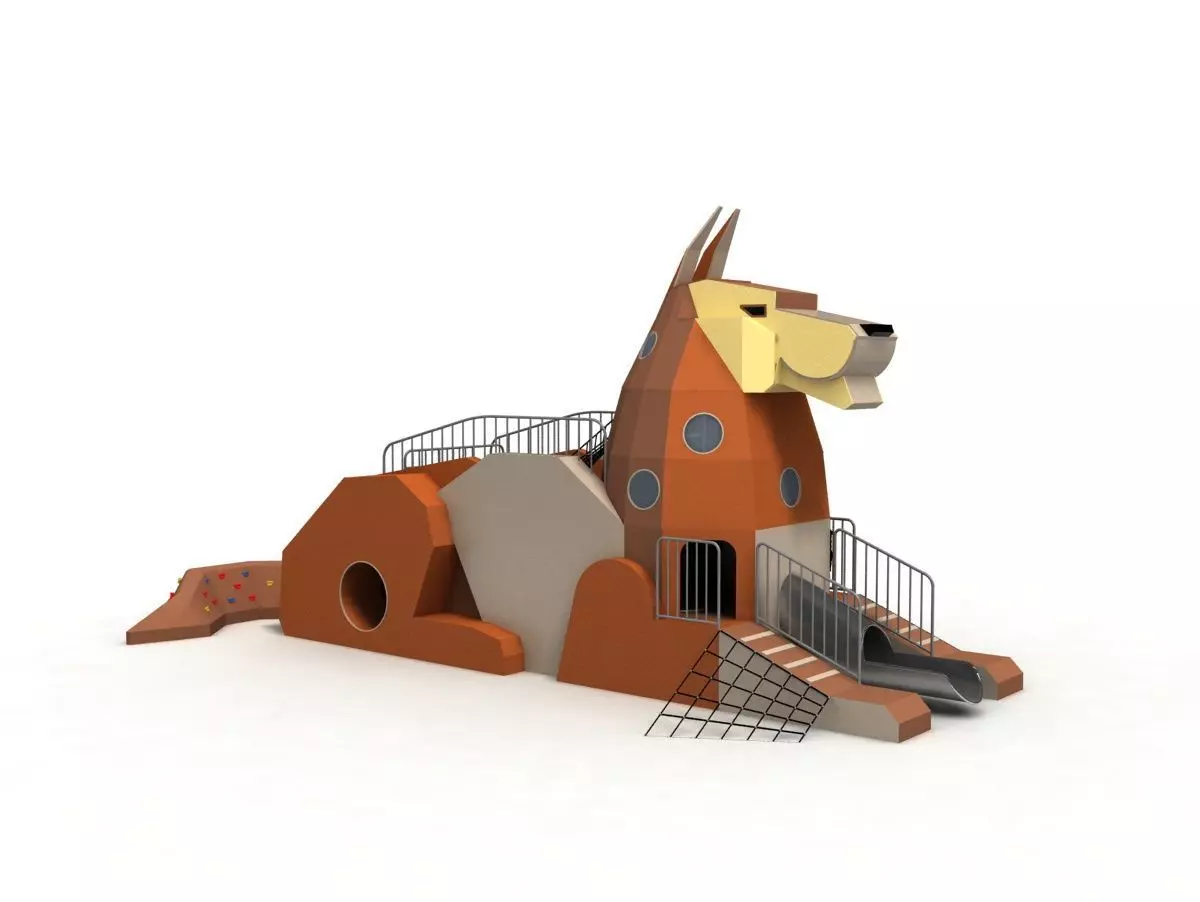 Animal theme dog children playground equipment 3D model_0
