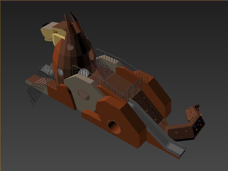 Animal theme dog children playground equipment 3D model_3