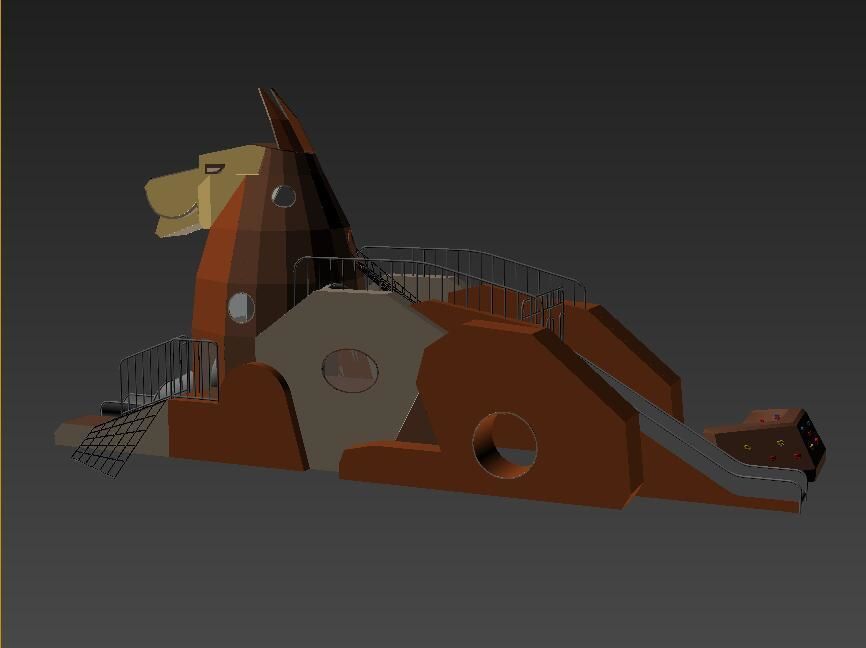 Animal theme dog children playground equipment 3D model_4