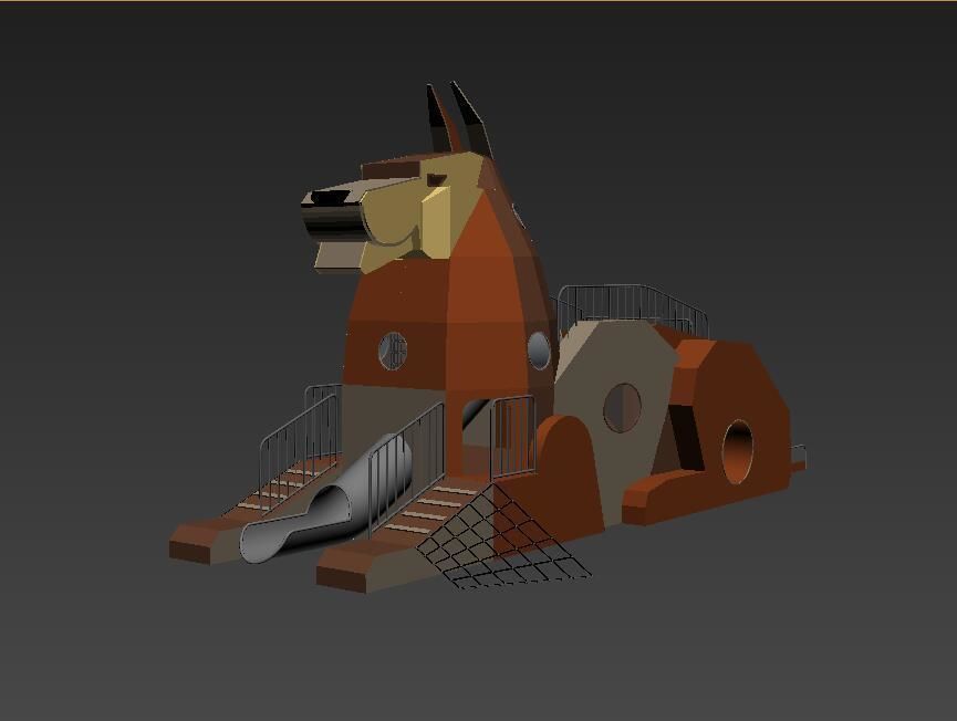 Animal theme dog children playground equipment 3D model_5