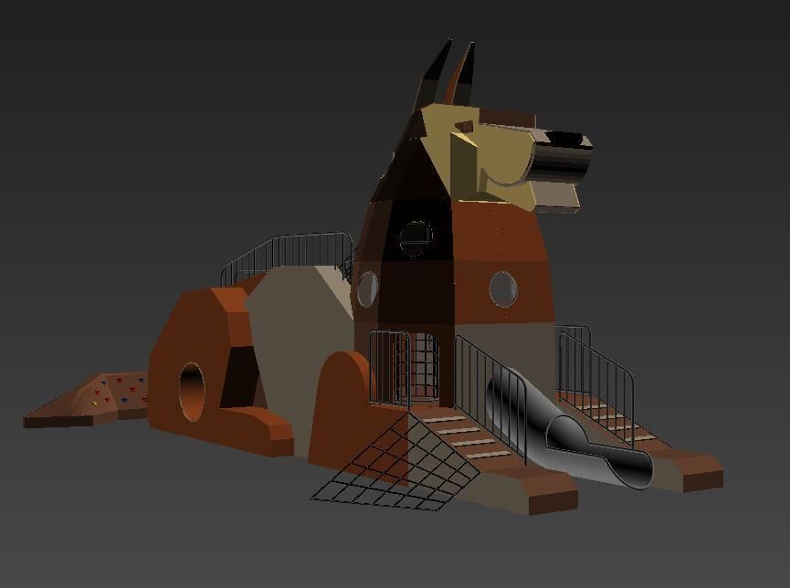 Animal theme dog children playground equipment 3D model_7