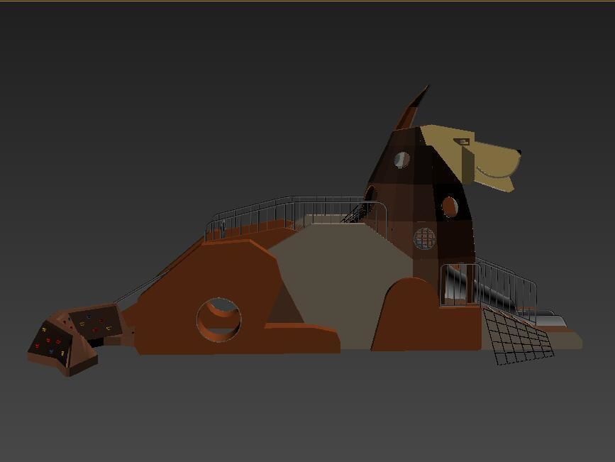 Animal theme dog children playground equipment 3D model_2