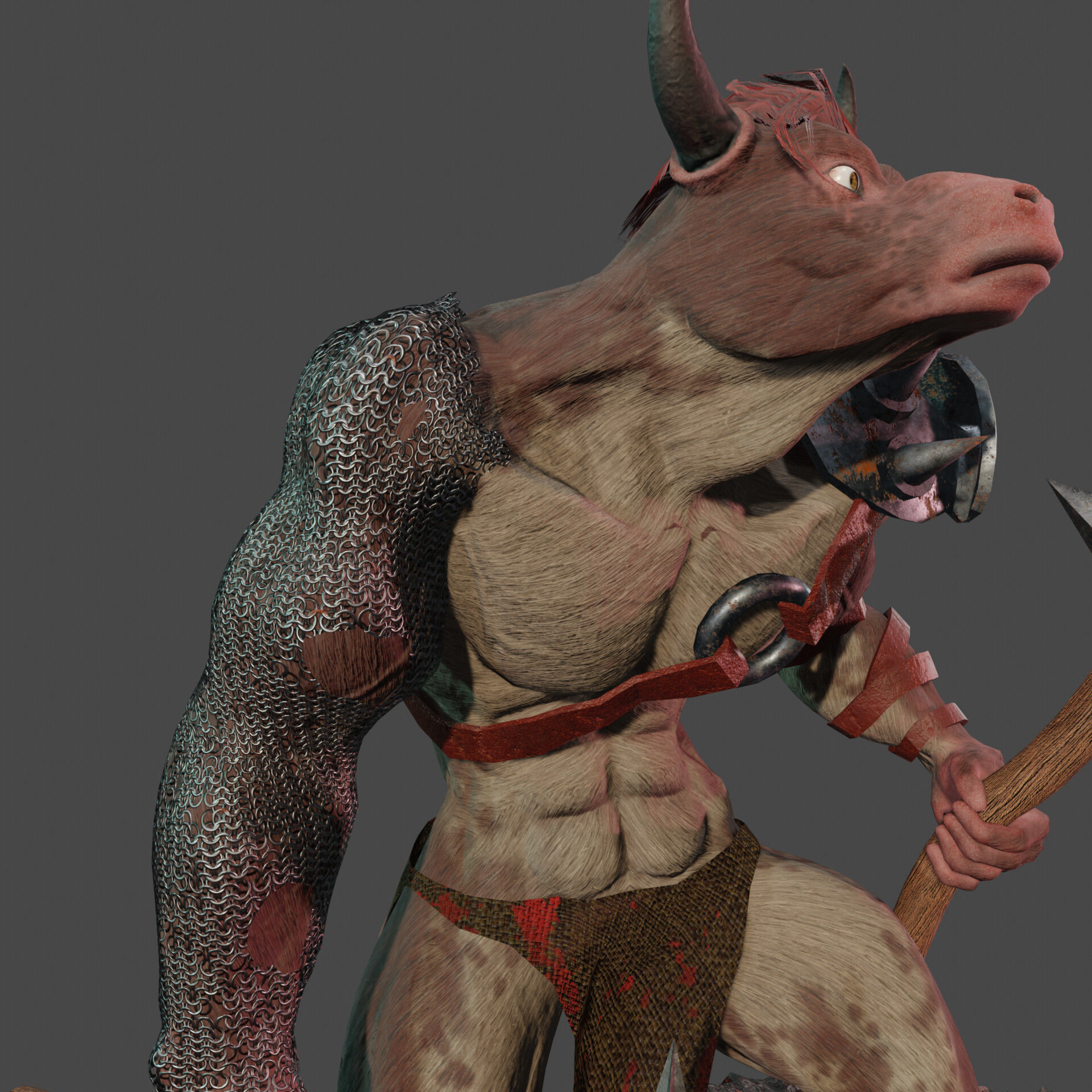 Minotaur Low-poly 3D model_9
