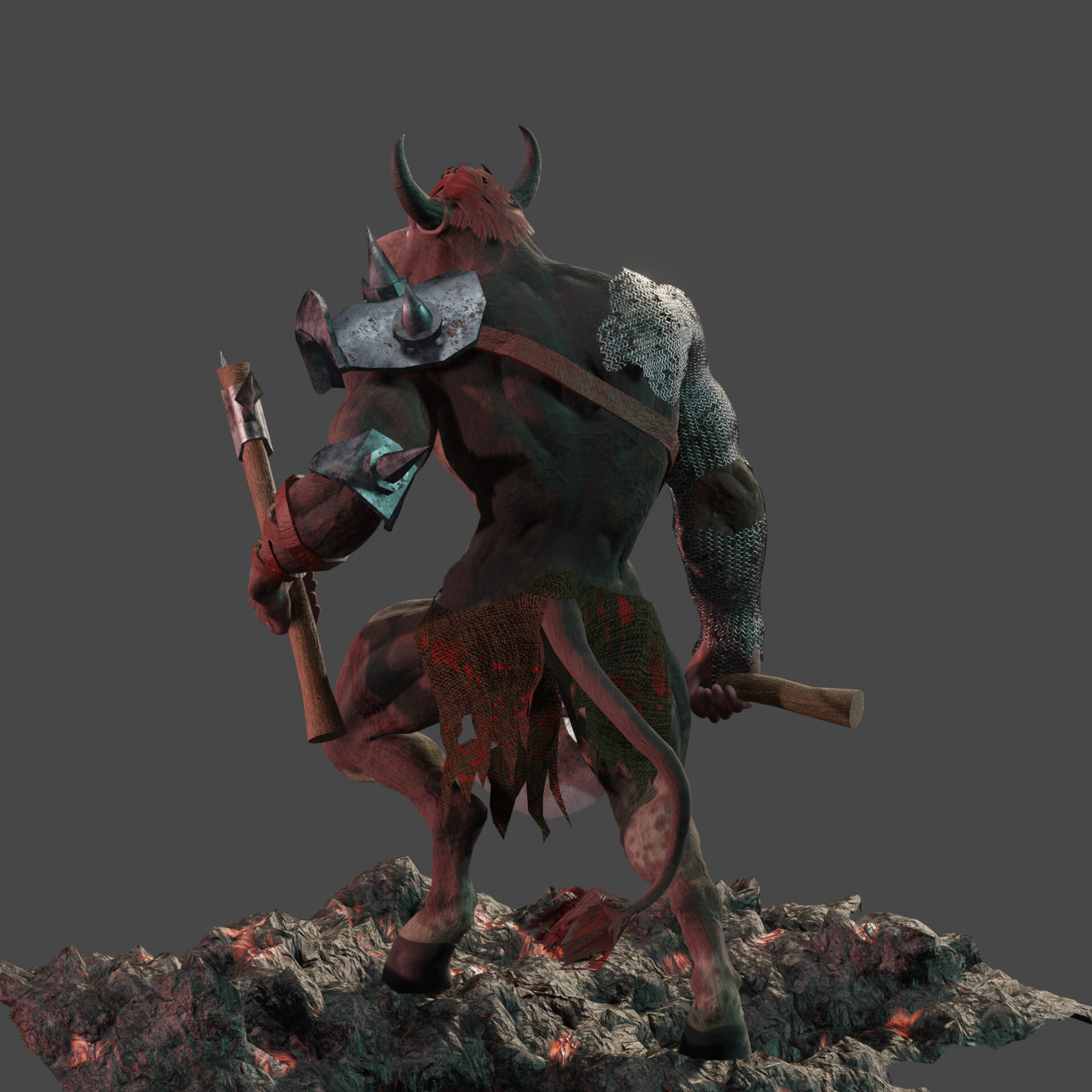 Minotaur Low-poly 3D model_7