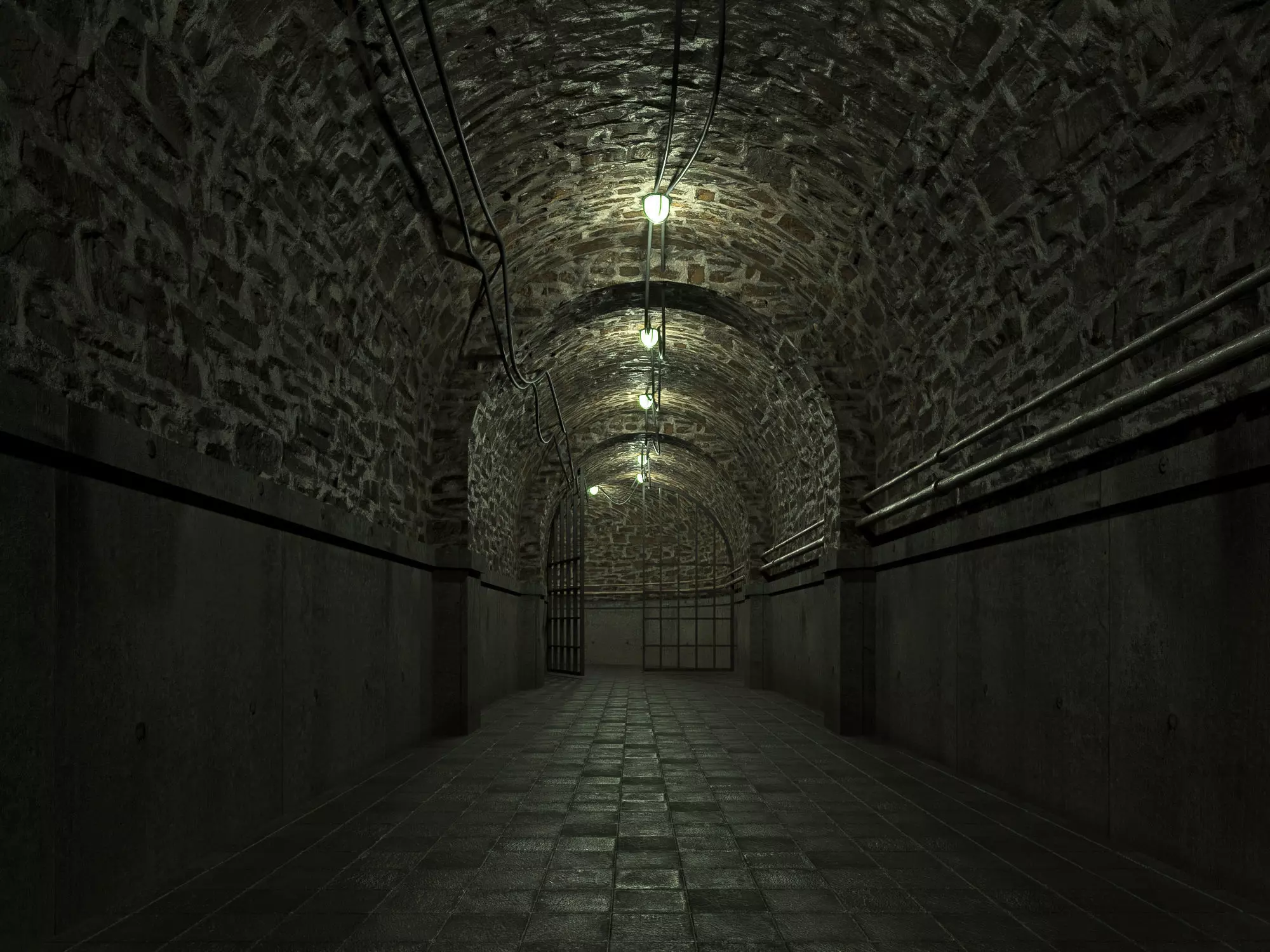 Low poly Underground Tunnel corridor 02 Low-poly 3D model_0
