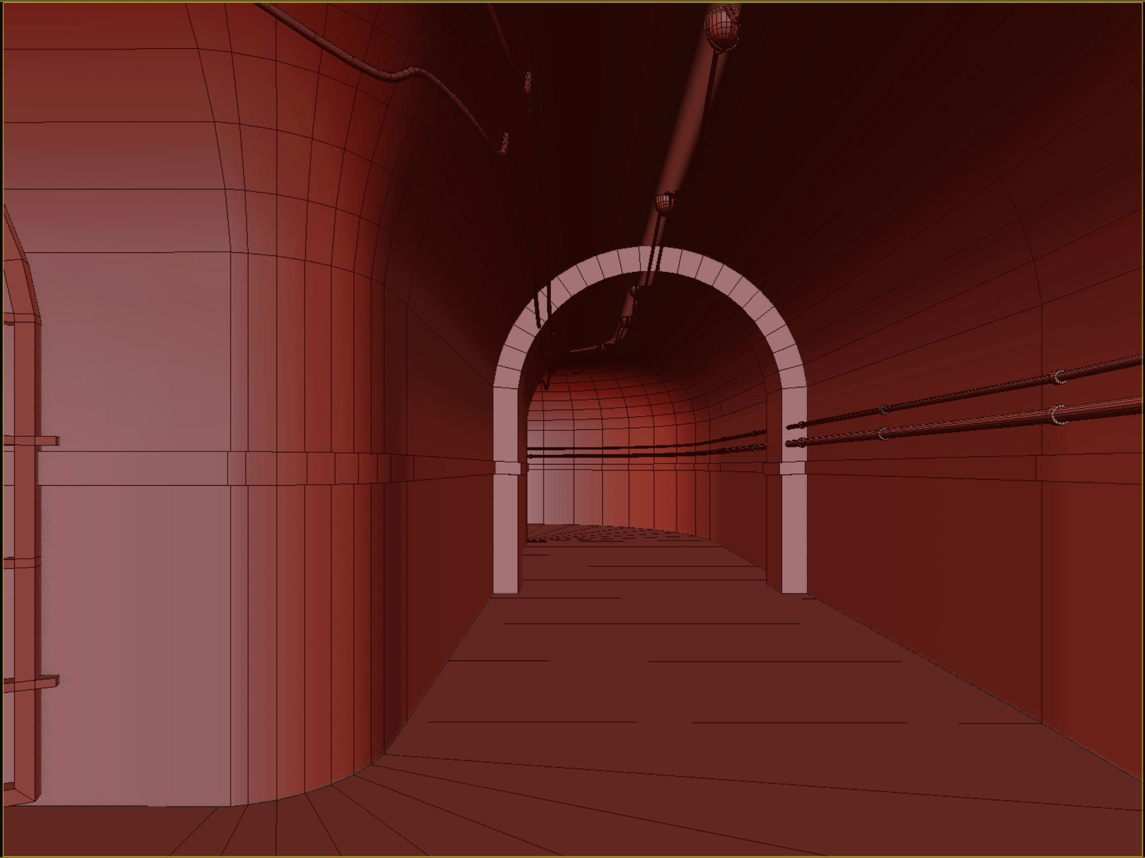 Low poly Underground Tunnel corridor 02 Low-poly 3D model_8