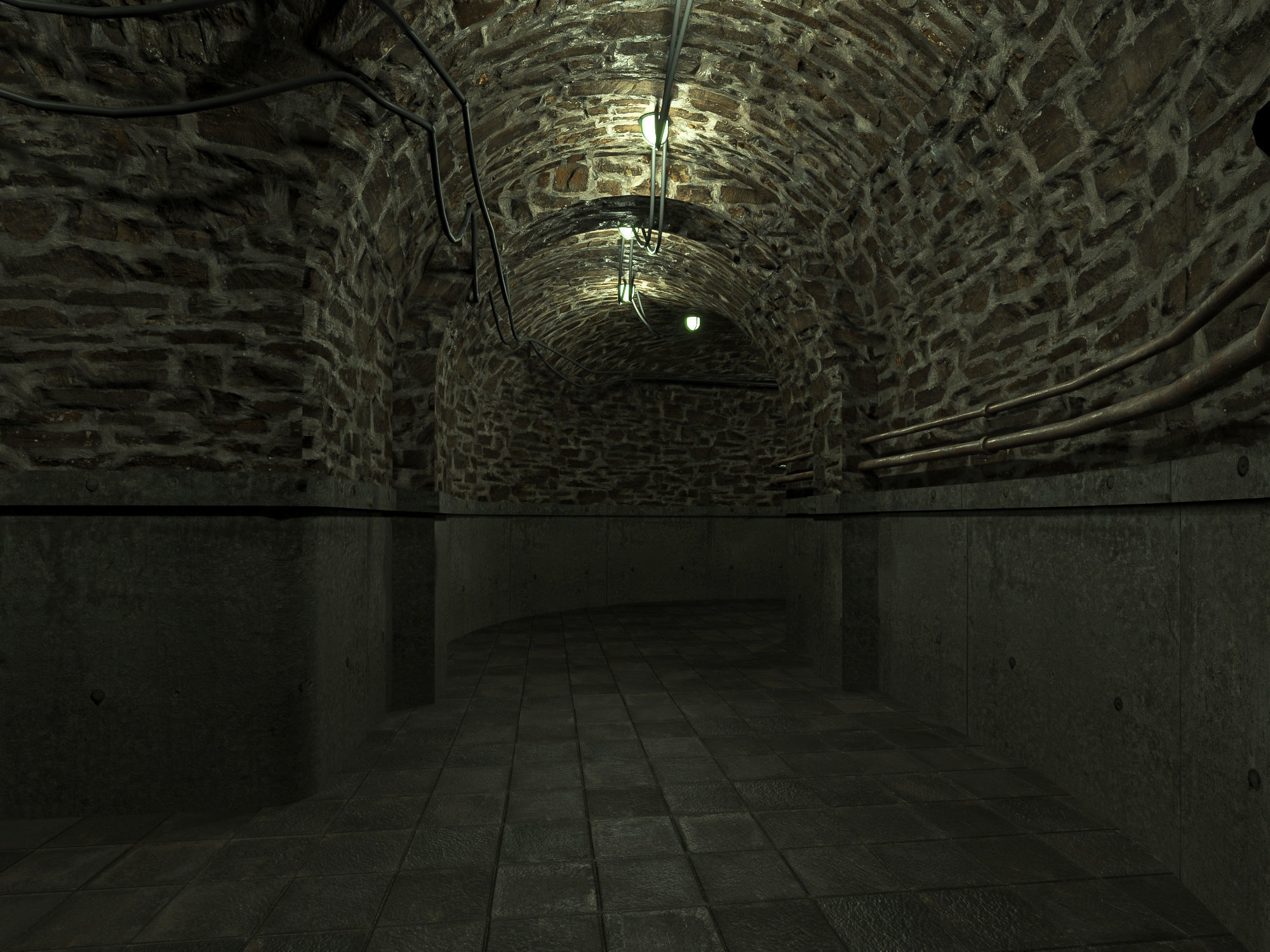 Low poly Underground Tunnel corridor 02 Low-poly 3D model_1