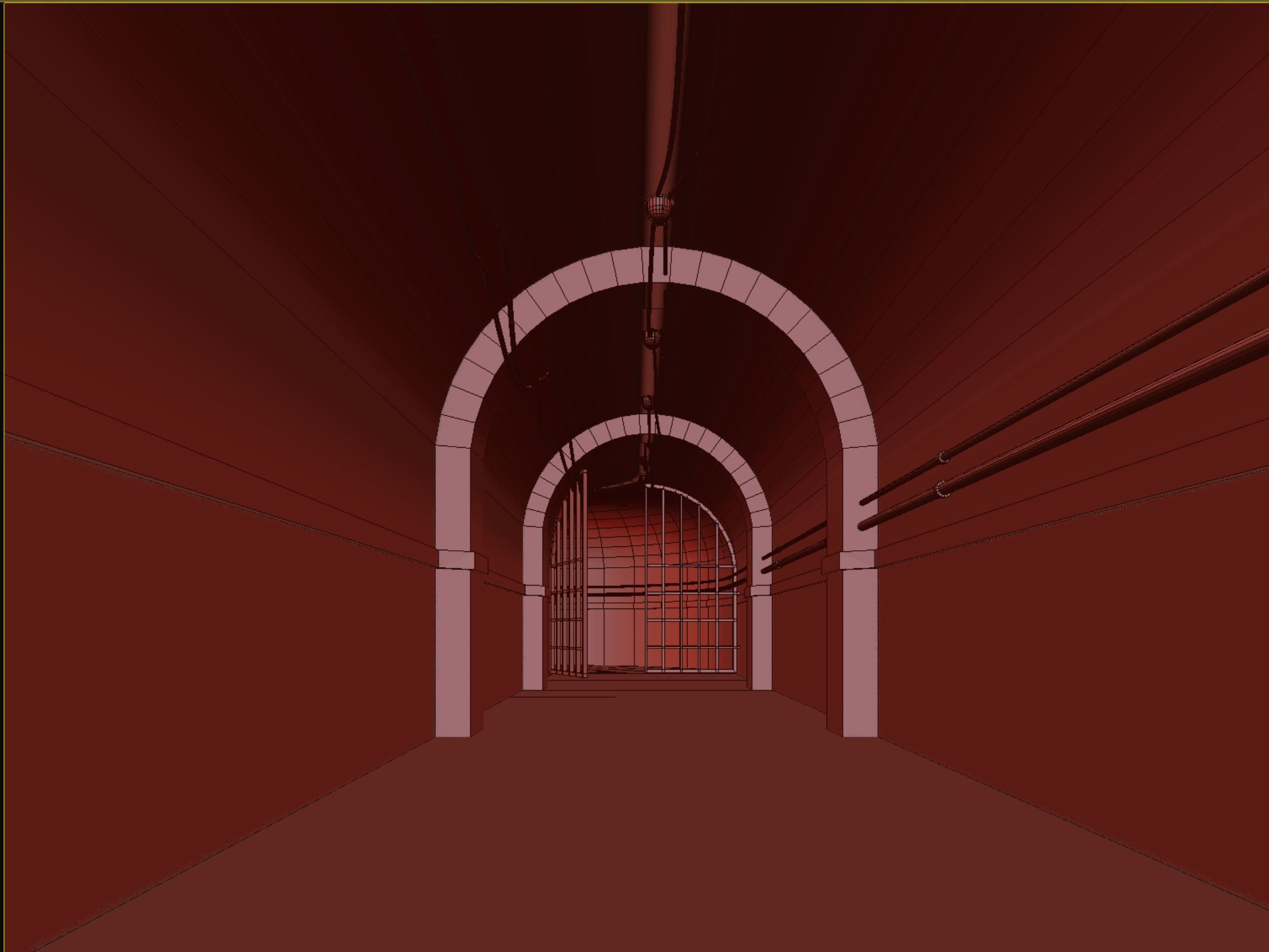 Low poly Underground Tunnel corridor 02 Low-poly 3D model_7