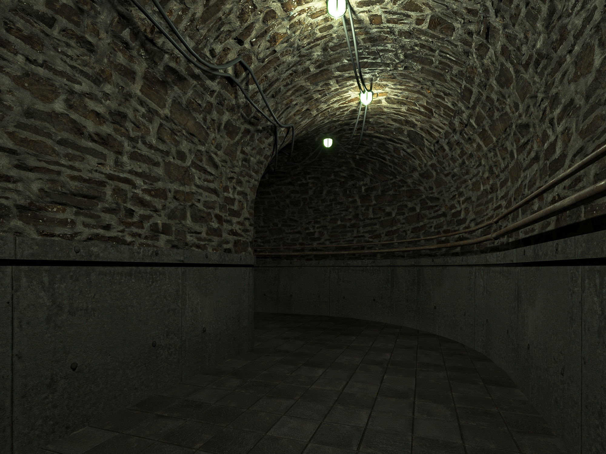 Low poly Underground Tunnel corridor 02 Low-poly 3D model_4