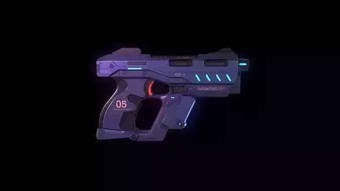 Low Poly Sci-Fi Futuristic Pistol Handgun AR VR Ready
