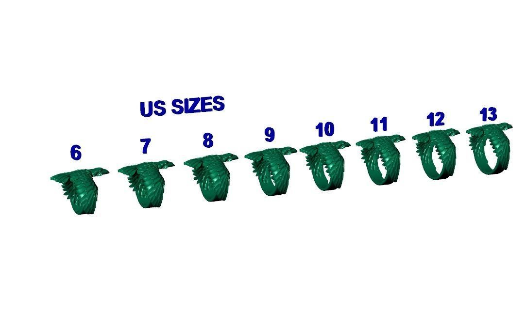 Raven ring wings feathers 3D print model_11